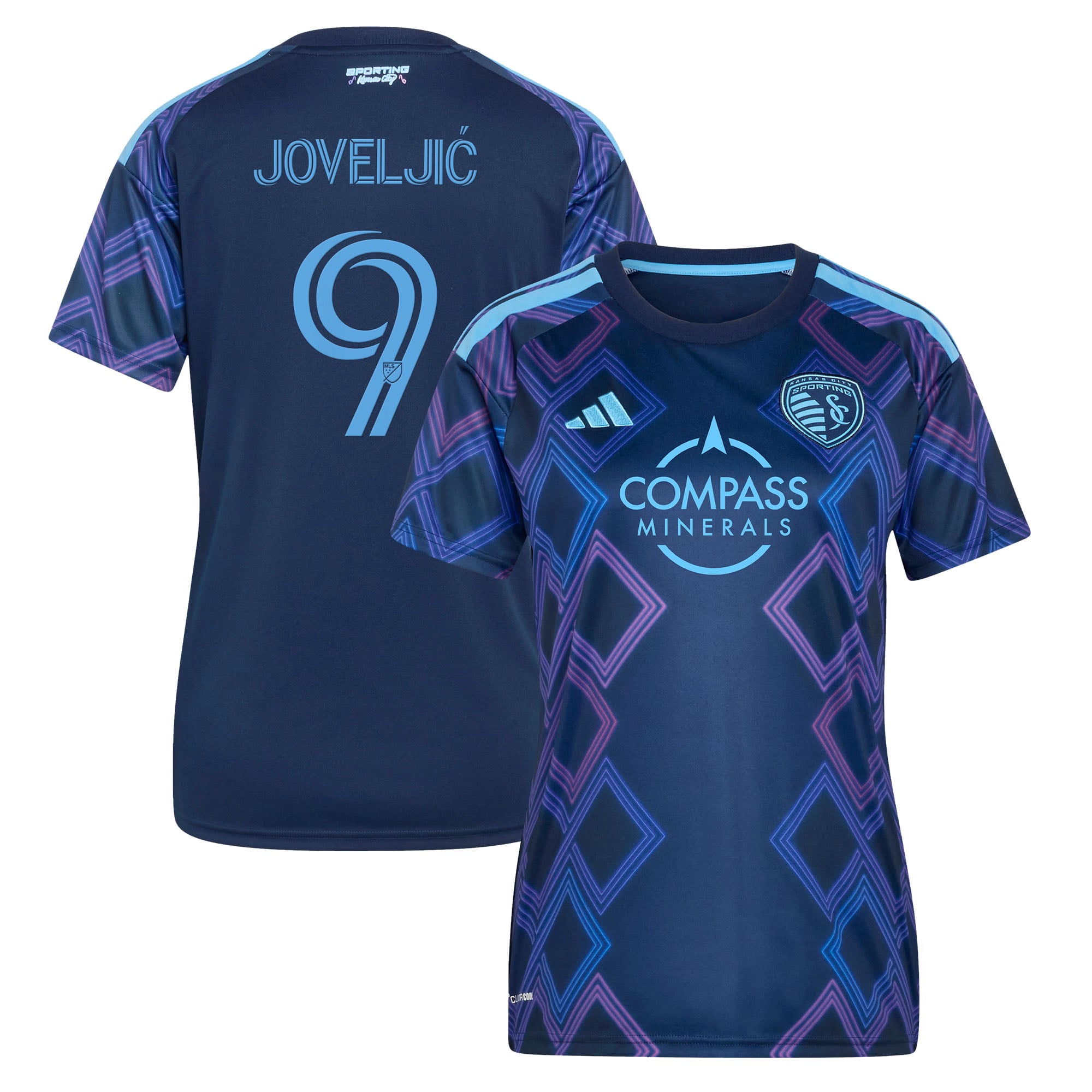 Women's adidas Dejan Joveljic Blue Sporting Kansas City 2026 The 18th & Vine Kit Replica Jersey
