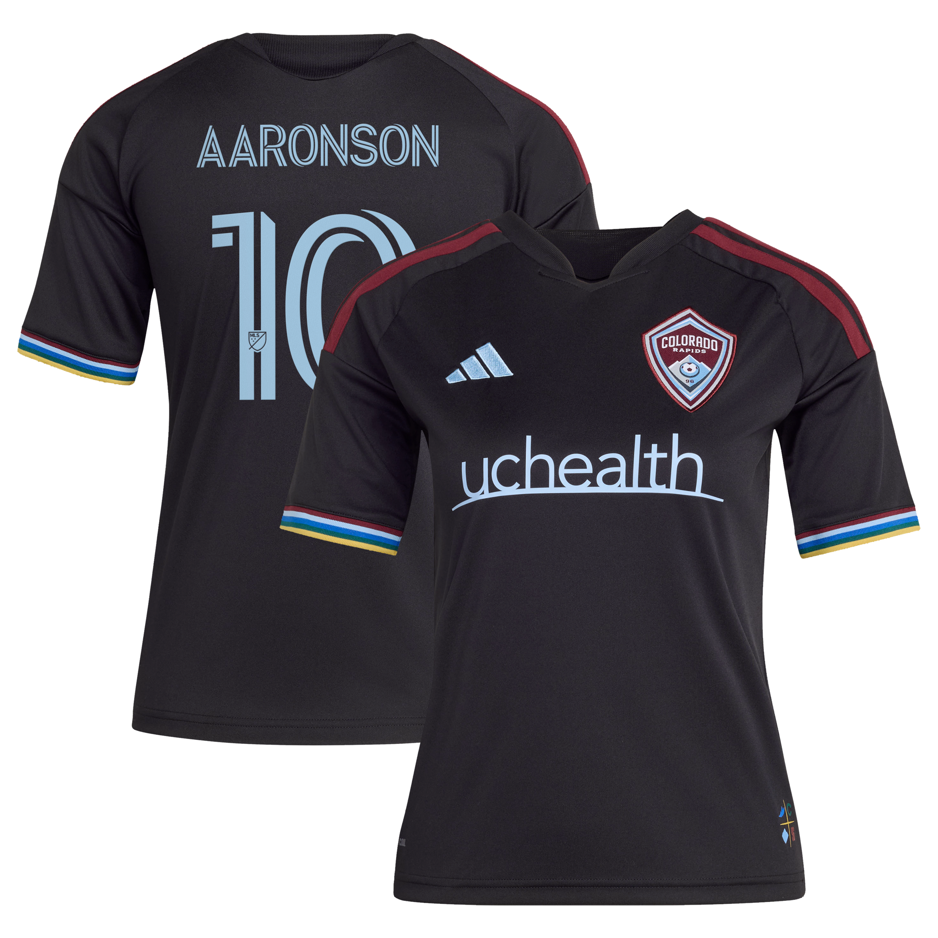 Youth adidas Paxten Aaronson Black Colorado Rapids 2026 Colorful Colorado Replica Jersey