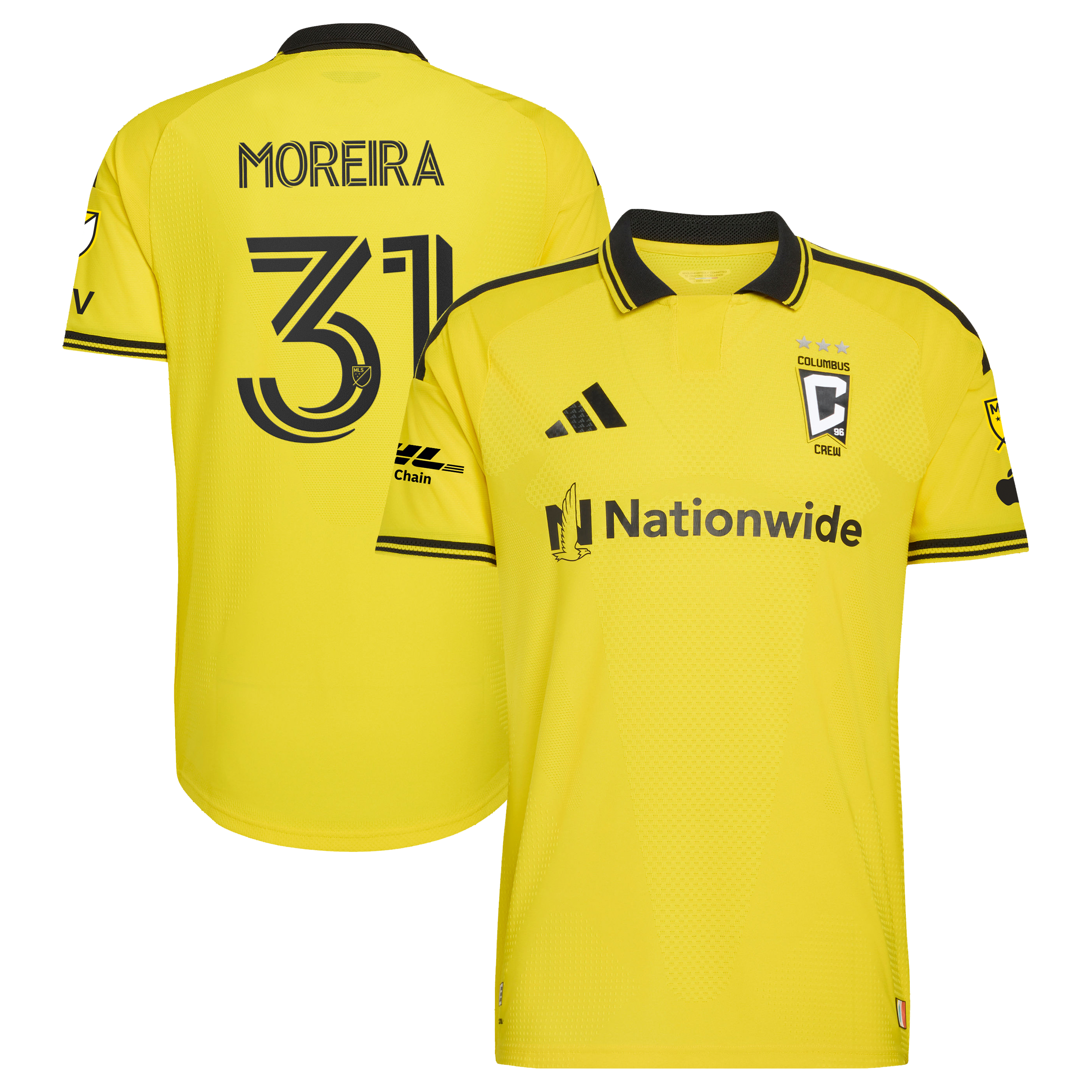 Men's adidas Steven Moreira Yellow Columbus Crew 2026 The Crafted for Excellence Kit On-Field Authentic Patch Jersey