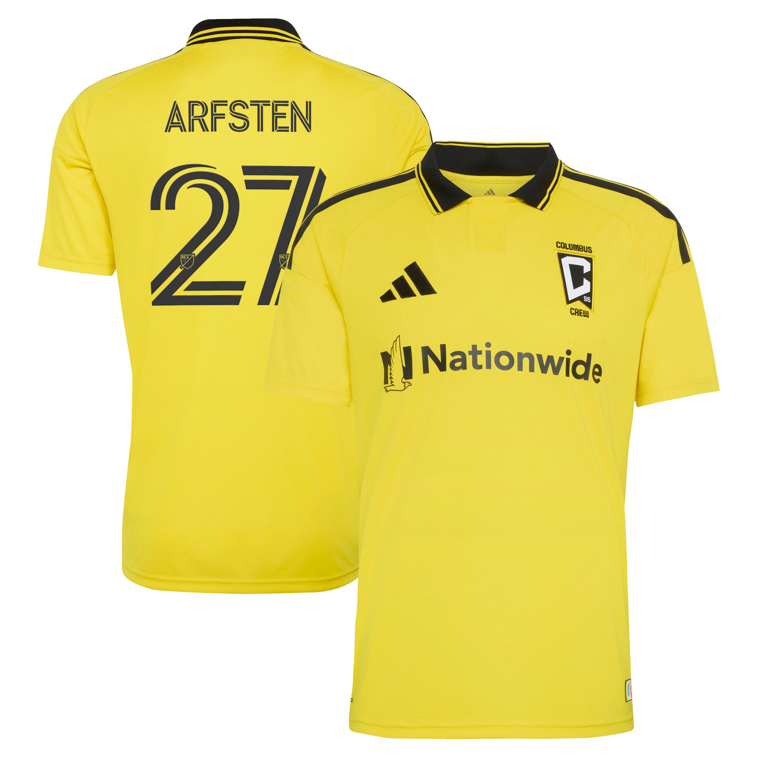 Men's adidas Maximilian Arfsten Yellow Columbus Crew 2026 The Crafted for Excellence Kit Replica Jersey