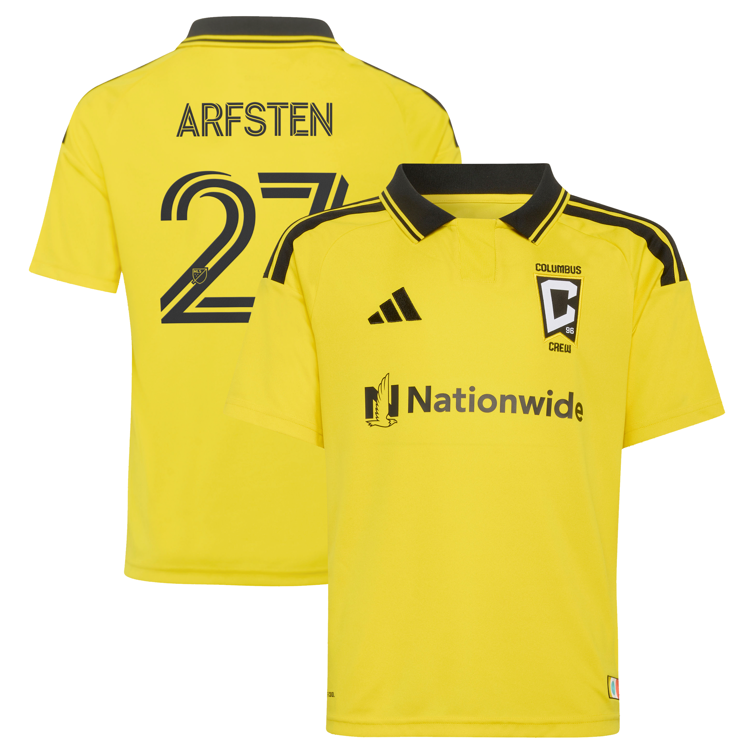 Youth adidas Maximilian Arfsten Yellow Columbus Crew 2026 The Crafted for Excellence Kit Replica Jersey