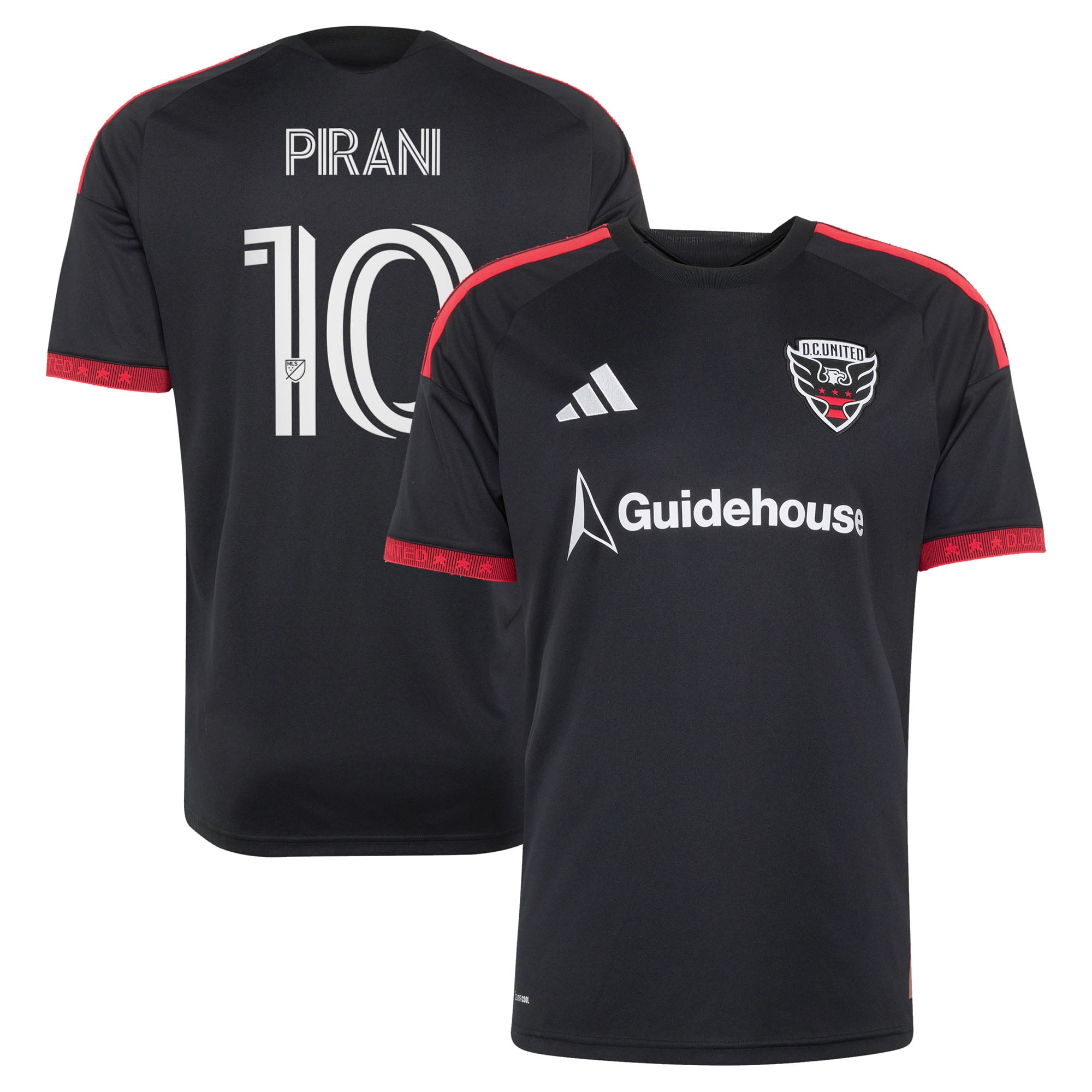 Men's adidas Gabriel Pirani Black D.C. United 2026 Black-and-Red Kit Replica Jersey