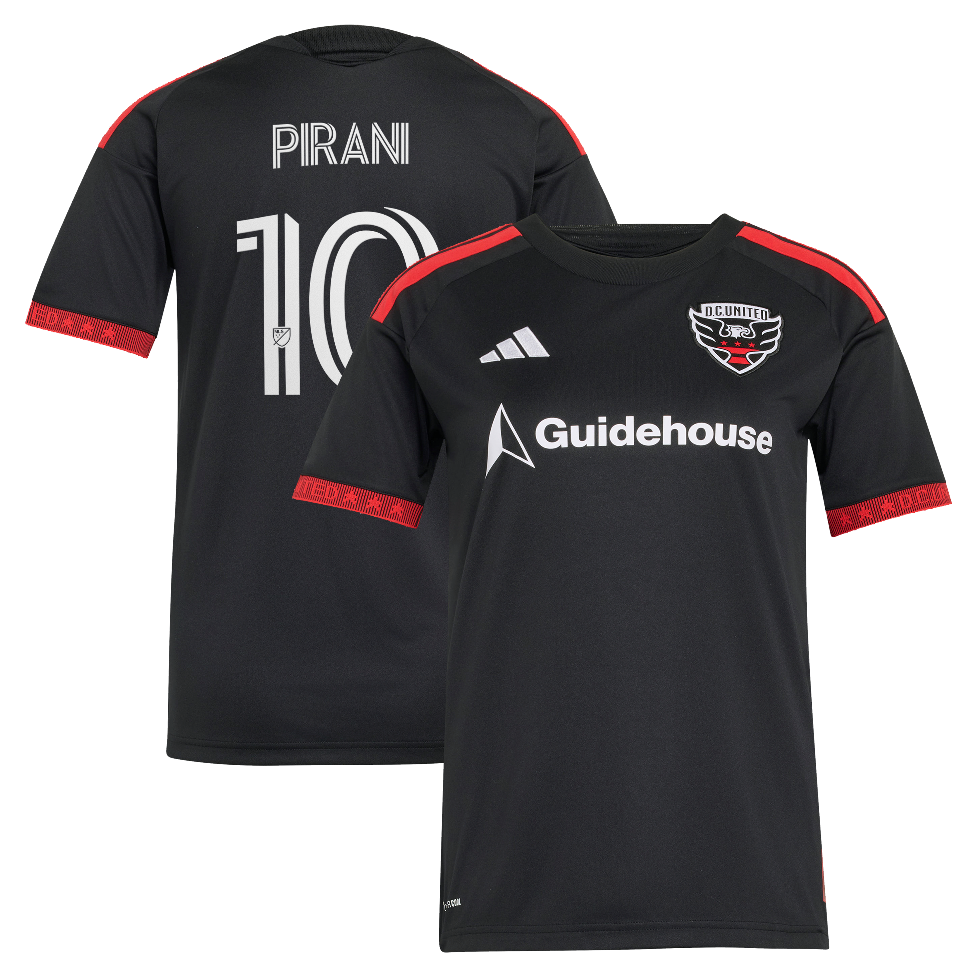 Women's adidas Gabriel Pirani Black D.C. United  2026 Black-and-Red Kit Replica Jersey