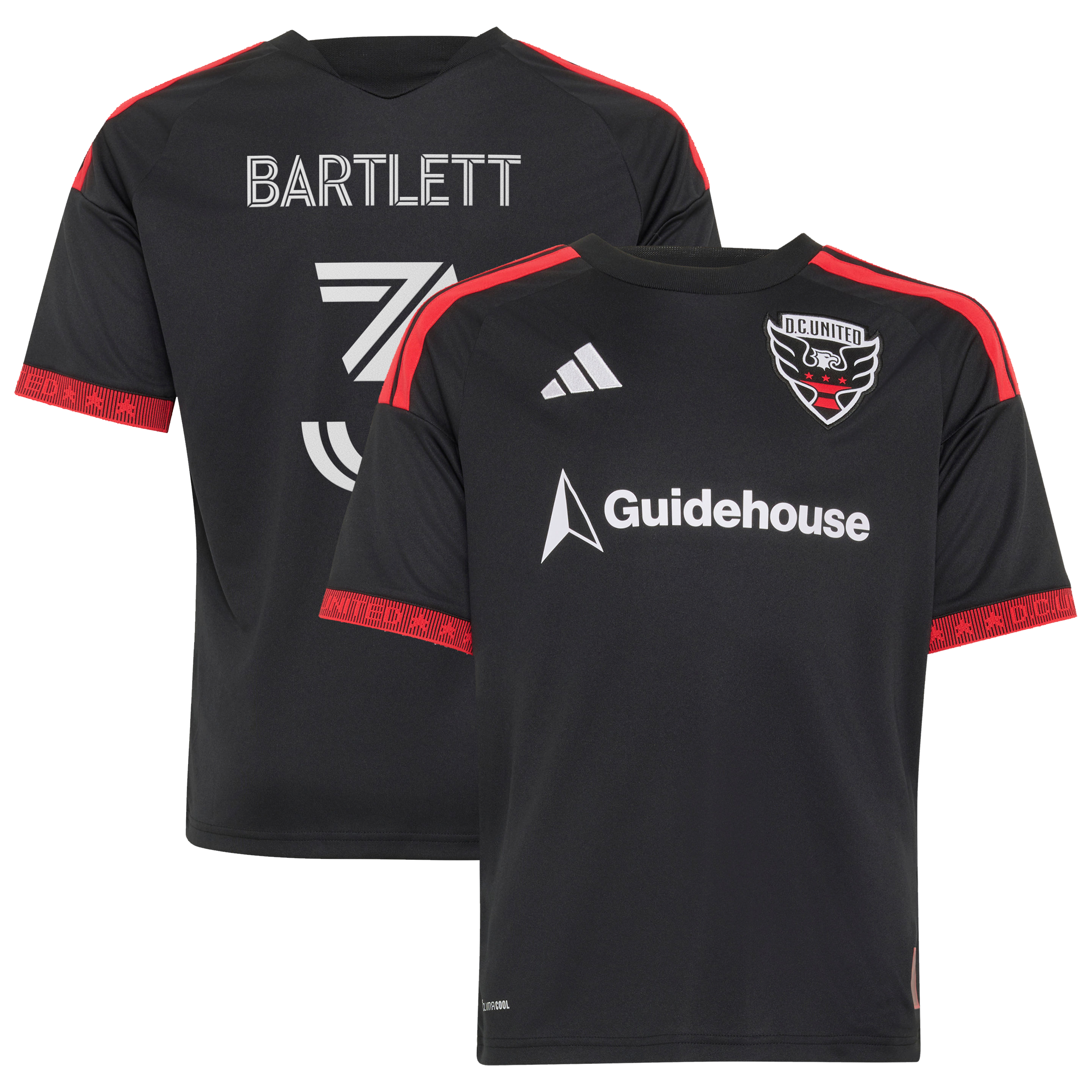 Youth adidas Lucas Bartlett Black D.C. United  2026 Black-and-Red Kit Replica Jersey