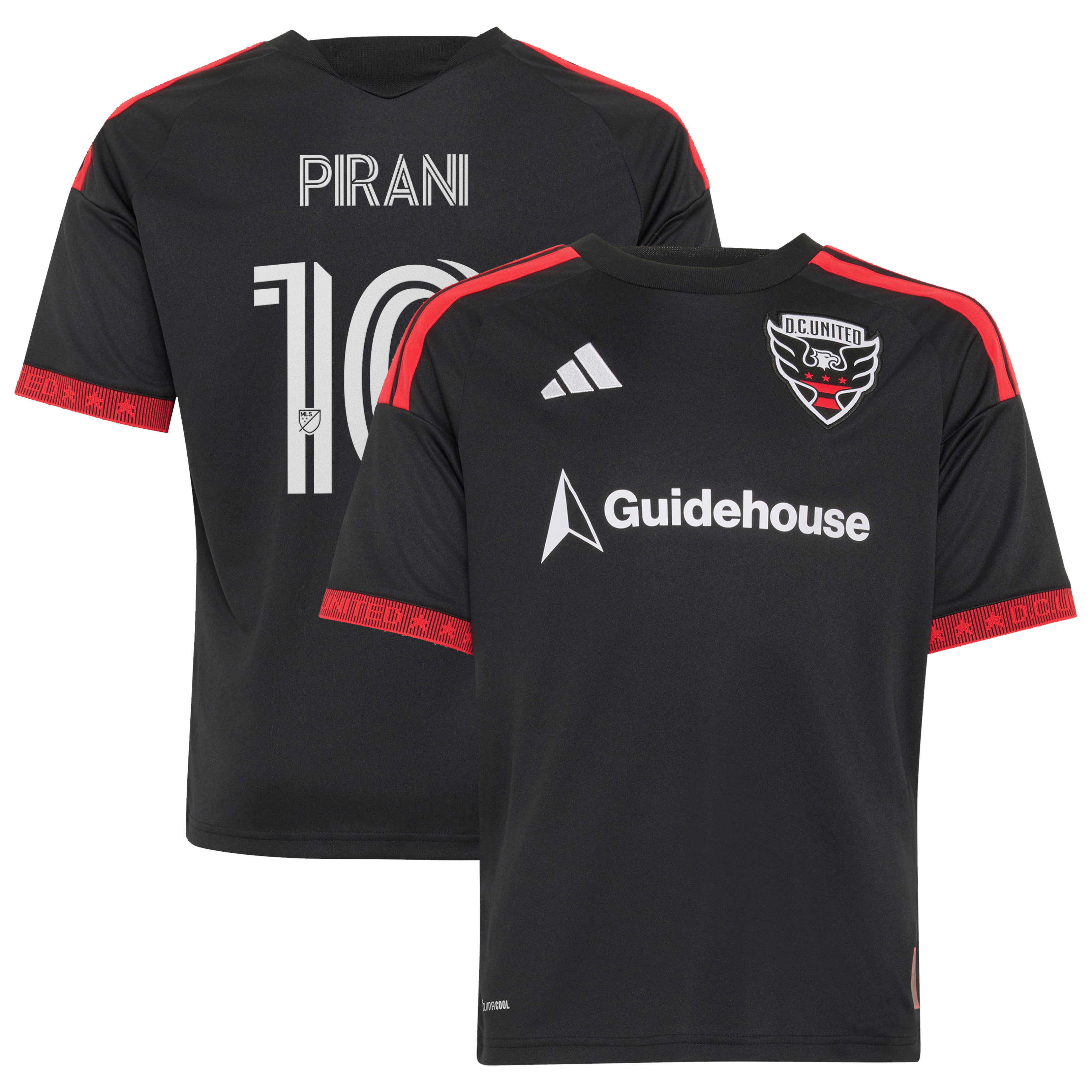 Youth adidas Gabriel Pirani Black D.C. United 2026 Black-and-Red Kit Replica Jersey