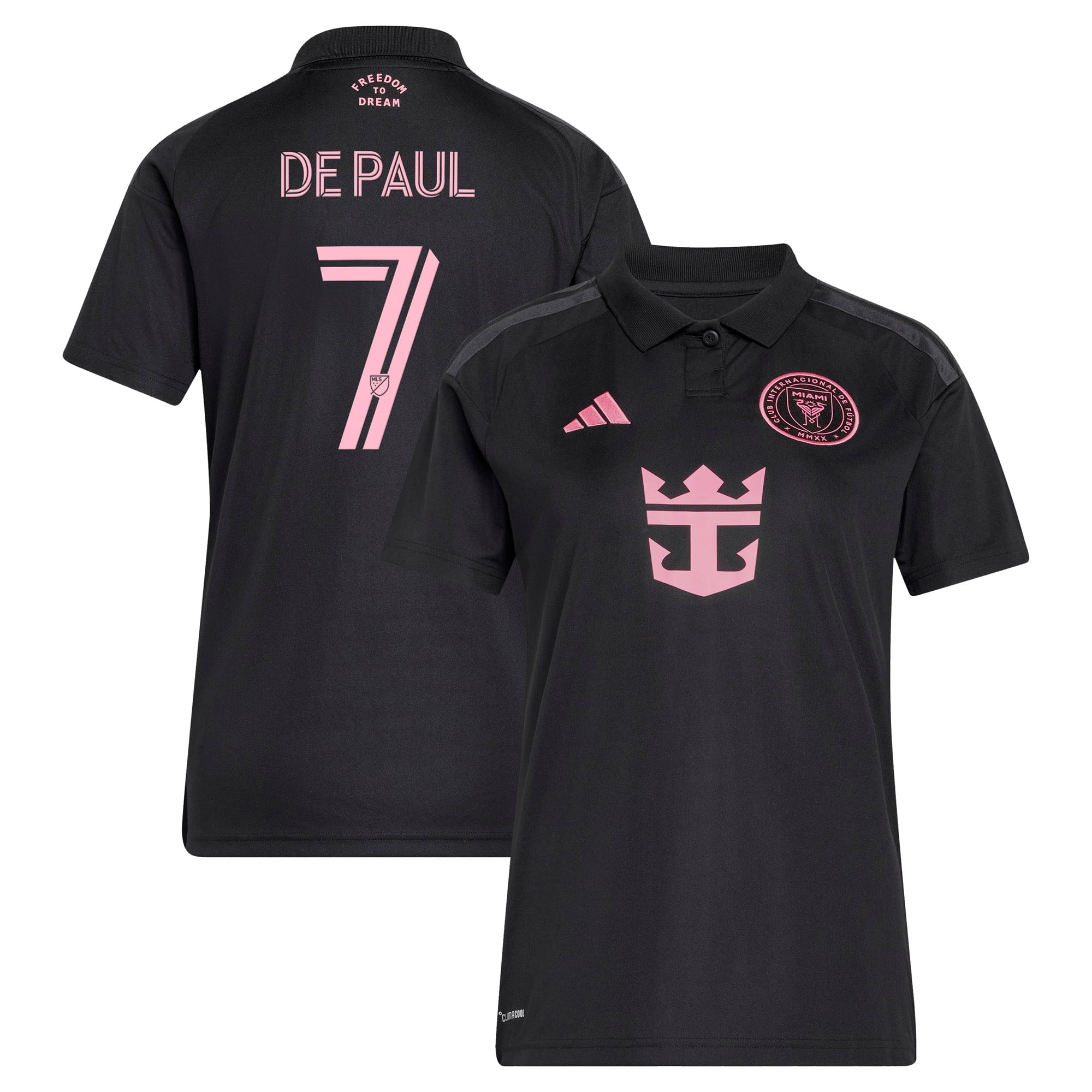 Women's adidas Rodrigo De Paul Black Inter Miami CF 2026 Presagio Replica Jersey
