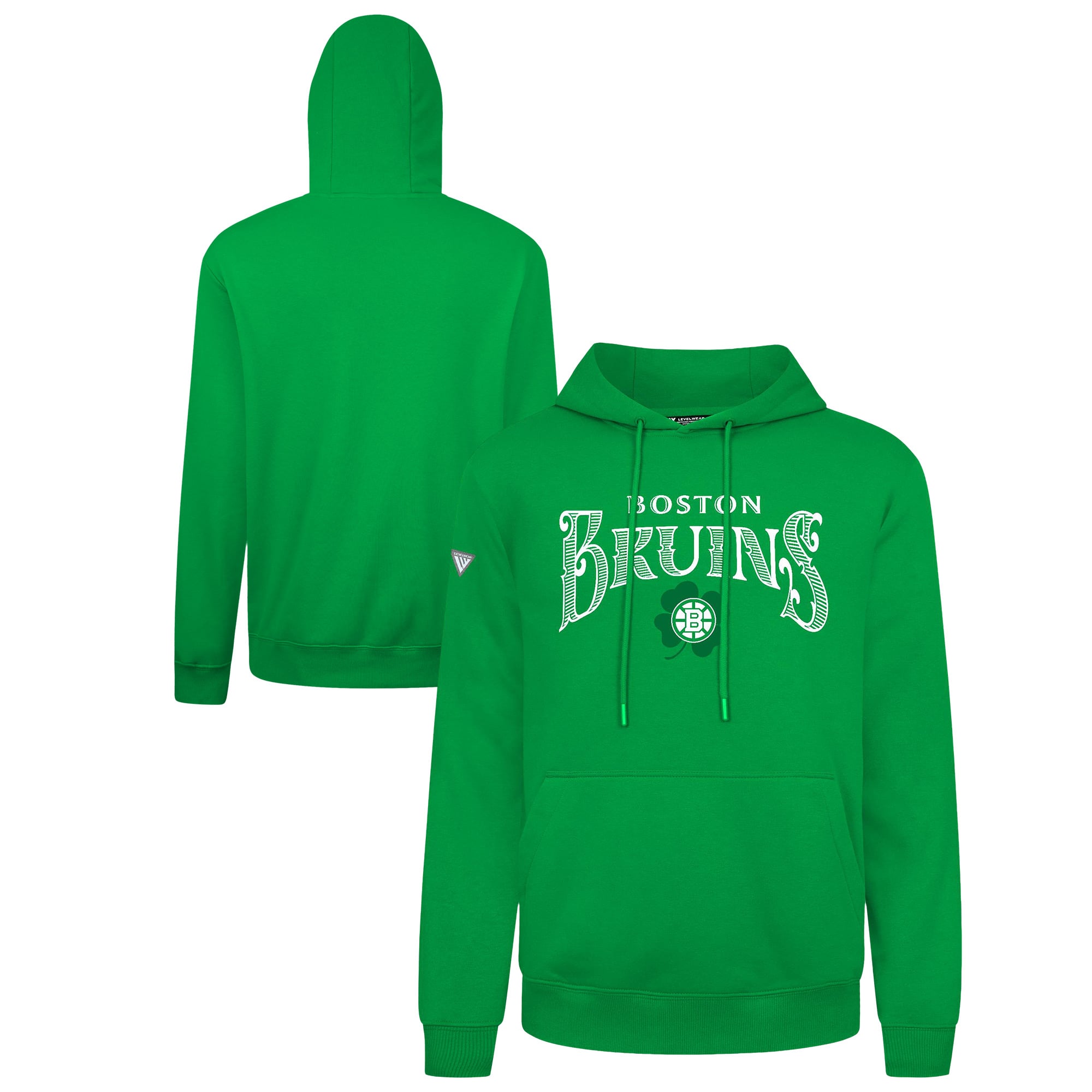 Men's Levelwear Green Boston Bruins St. Patrick's Day Podium Hoodie