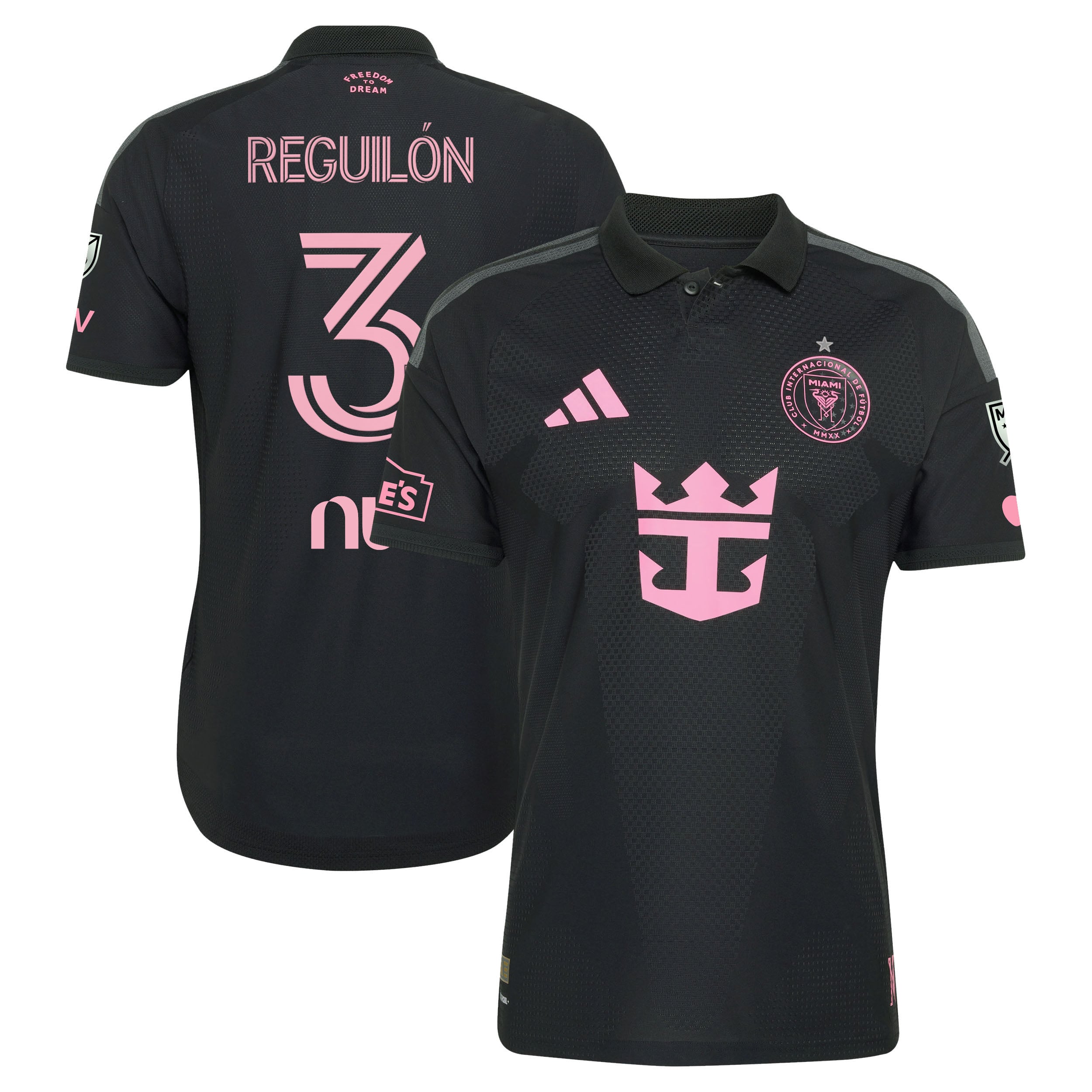 Men's adidas Sergio Reguilón Black Inter Miami CF 2026 Presagio On-Field Authentic Patch Jersey