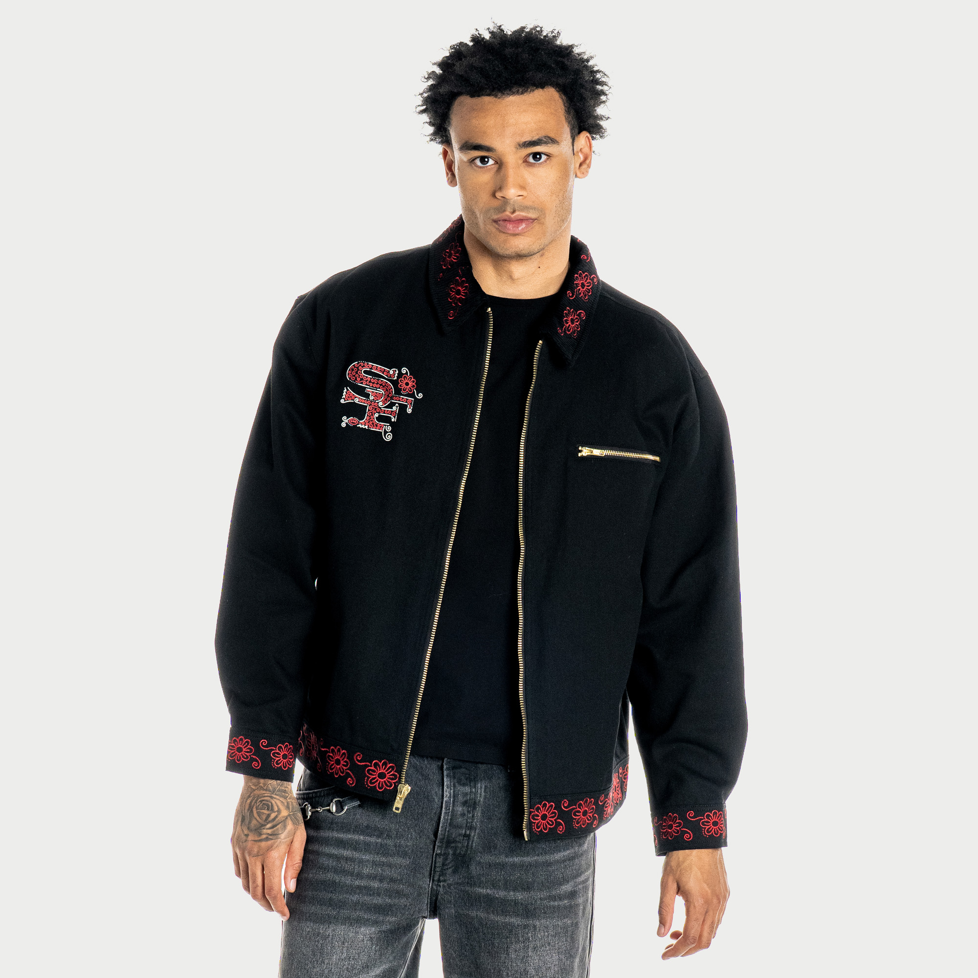 Unisex The Wild Collective Black San Francisco 49ers Latino Heritage Denim Full-Zip Jacket