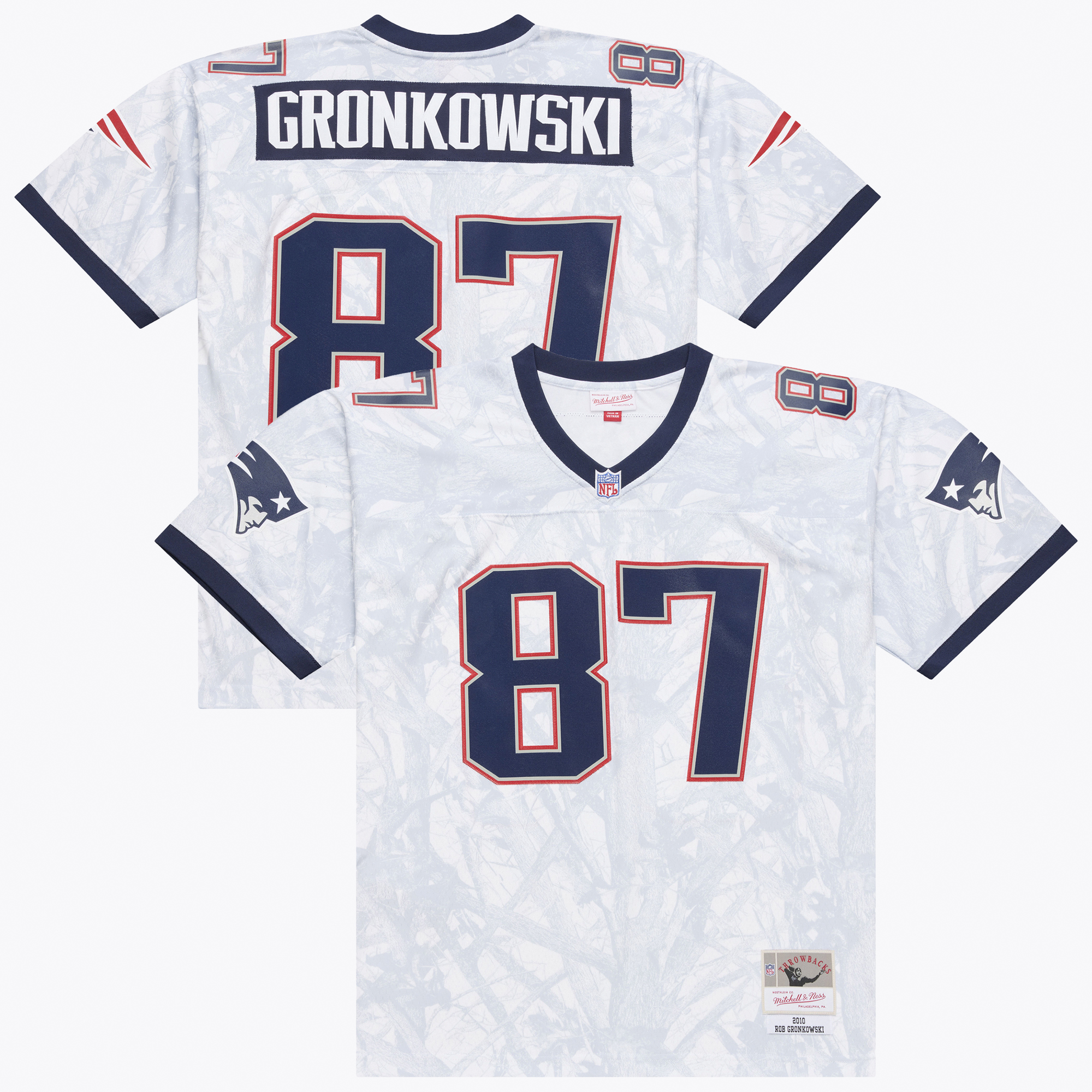 Men's Mitchell & Ness Rob Gronkowski White New England Patriots 2010 Ghosted Retired Player Jersey