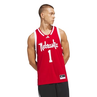 Men's adidas #1 Scarlet Nebraska Huskers Away Swingman Jersey