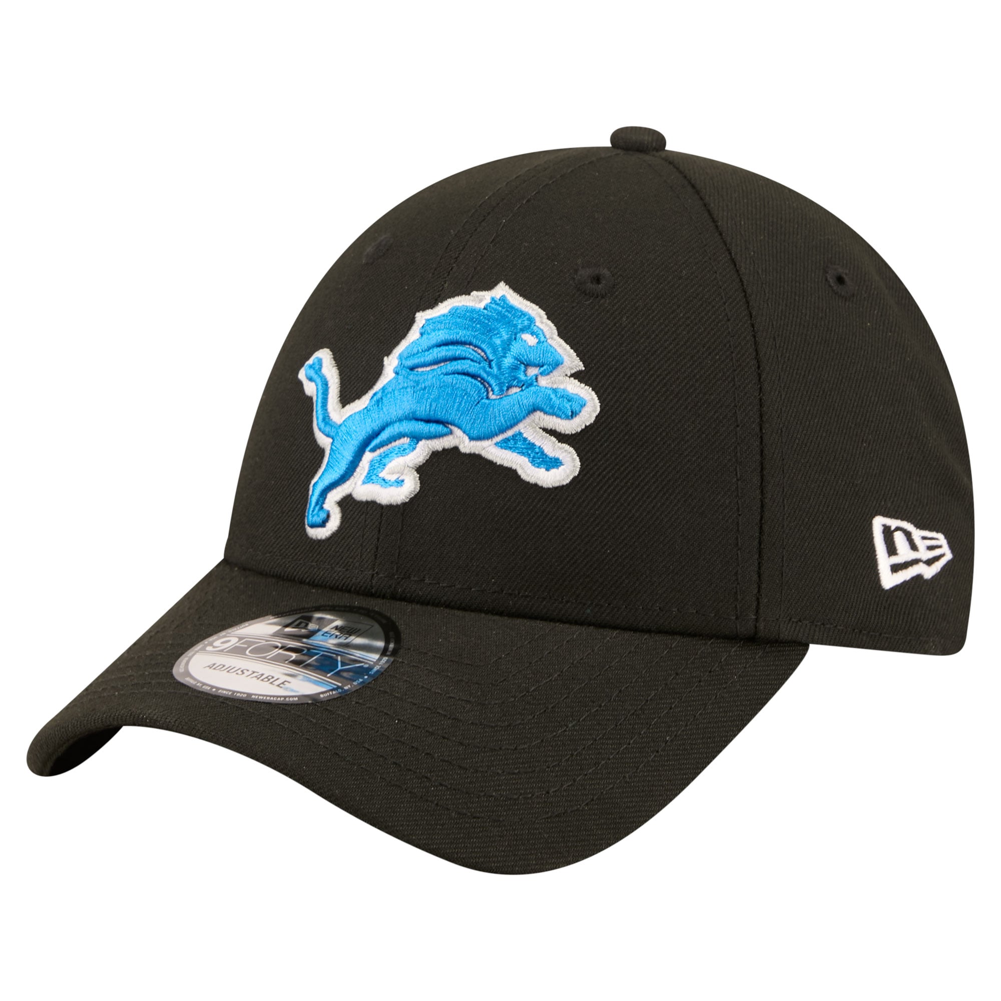 Men's New Era Black Detroit Lions Core Team 9FORTY Adjustable Hat