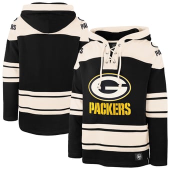 Men's '47 Black Green Bay Packers Superior Lacer Hoodie