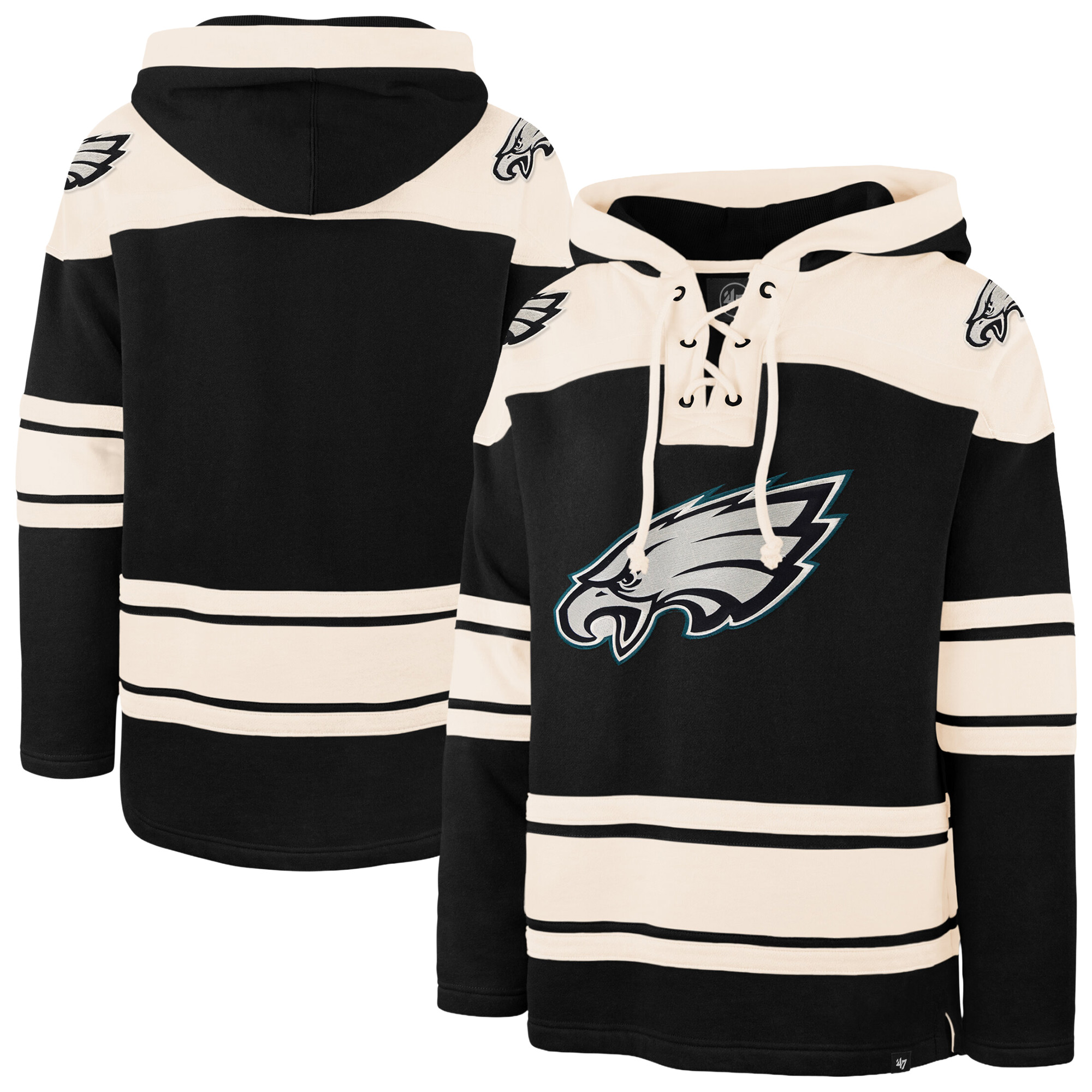 '47 Brand Men's Black Philadelphia Eagles Superior Lacer Hoodie - Black