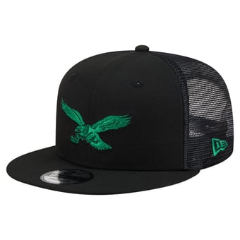 Men's New Era  Black Philadelphia Eagles Core Team 9FIFTY Trucker Snapback Hat