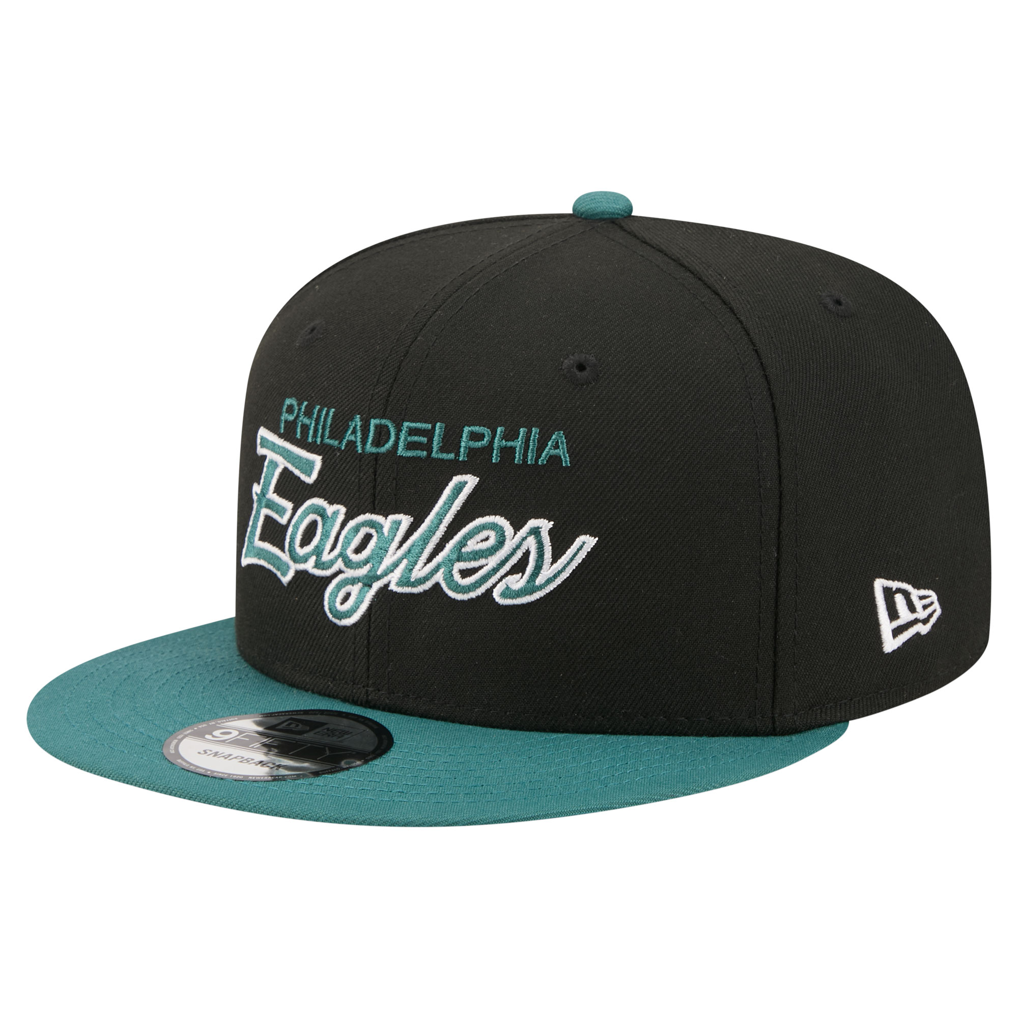 Men's New Era  Black Philadelphia Eagles Core Team Script 9FIFTY Snapback Hat