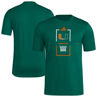 Men's adidas  Green Miami Hurricanes On-Court Pregame T-Shirt