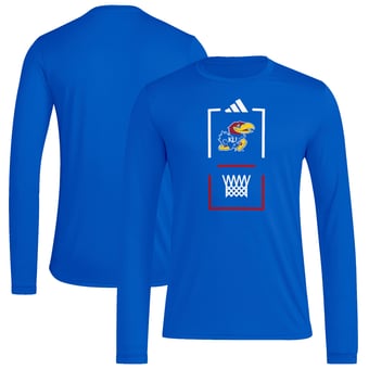Men's adidas  Royal Kansas Jayhawks On-Court Pregame Long Sleeve AEROREADY T-Shirt