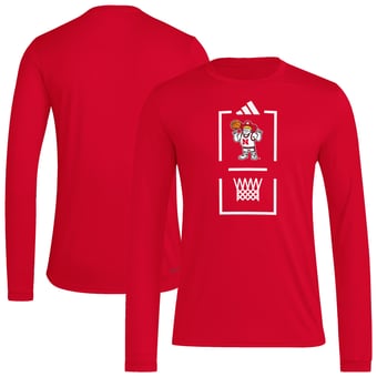 Men's adidas  Scarlet Nebraska Huskers On-Court Pregame Long Sleeve AEROREADY T-Shirt