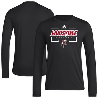Men's adidas  Black Louisville Cardinals Basketball Icon Pregame Long Sleeve T-Shirt