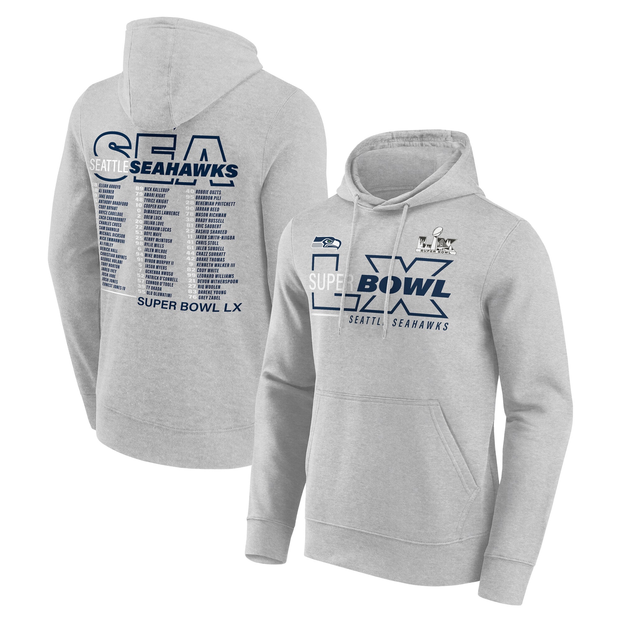 Sweat à capuche Seattle Seahawks LX Team Members Champions du Super Bowl - Gris - Homme