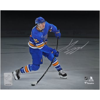Jimmy Snuggerud St. Louis Blues Autographed 8" x 10" Blue Jersey Shooting the Puck Spotlight Photograph