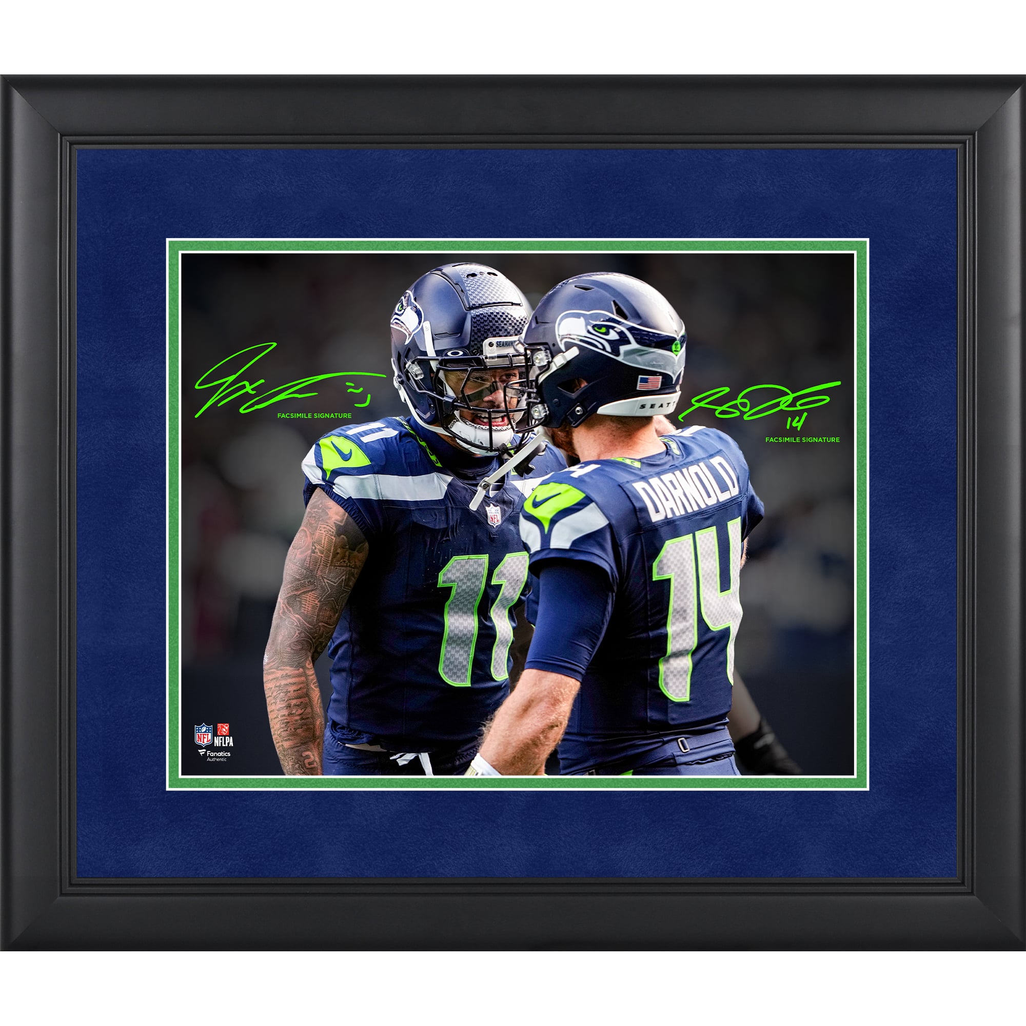 Sam Darnold & Jaxon Smith-Njigba Seattle Seahawks Facsimile Signature Framed 11" x 14" Spotlight Photograph