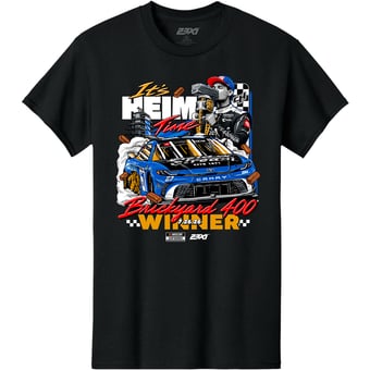 Men's Classic Ink Black Corey Heim 2026 Brickyard 400 Race Winner T-Shirt
