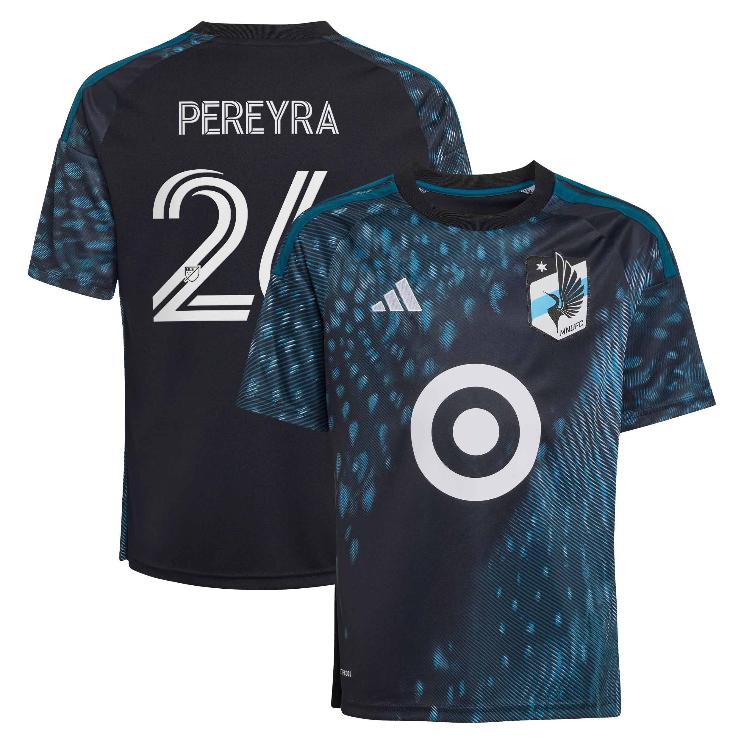 Youth adidas Joaquín Pereyra Black Minnesota United FC 2026 The Decade Kit Replica Jersey