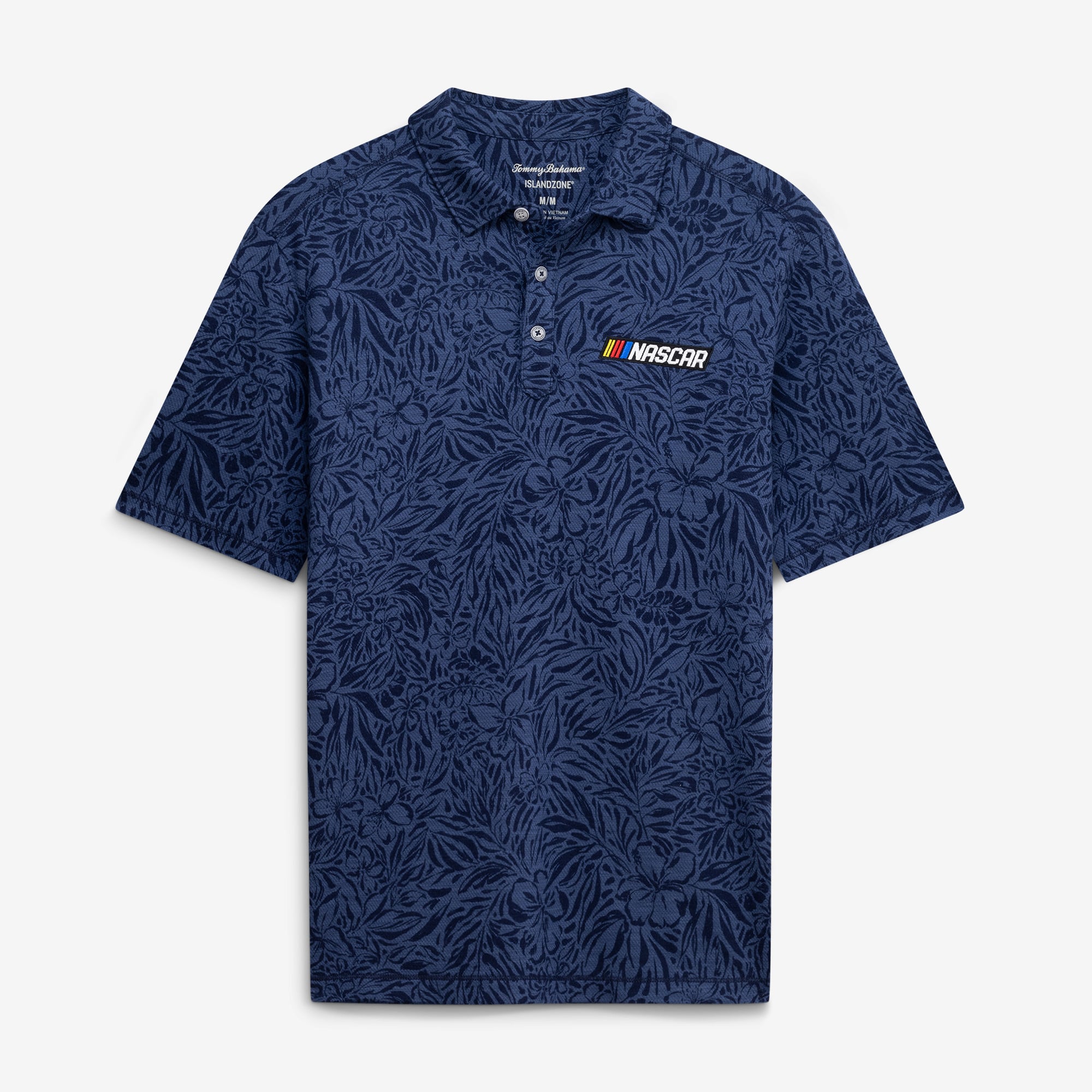 Men's Tommy Bahama  Blue NASCAR IslandZone Wild Hibiscus Tri-Blend Polo