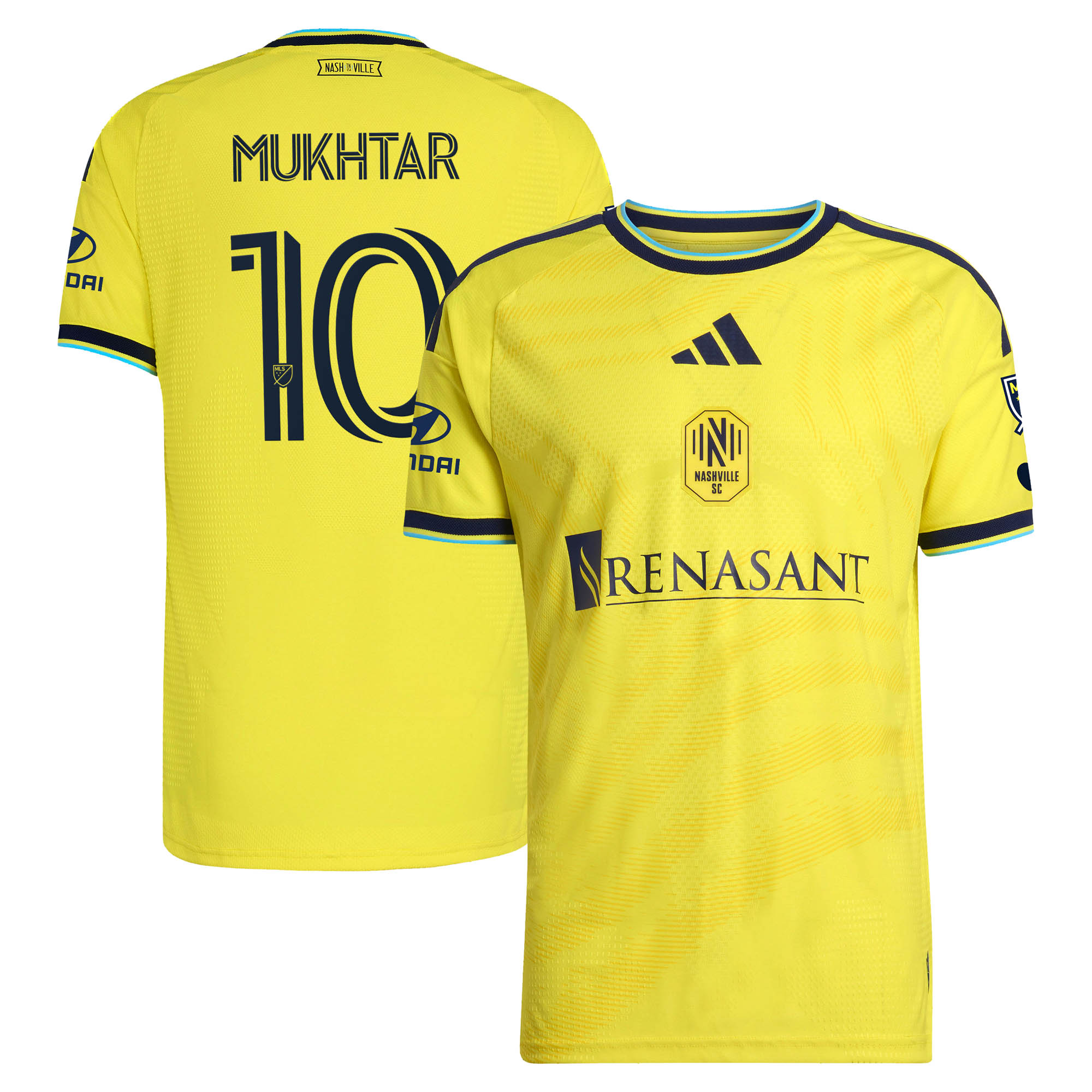 Men's adidas Hany Mukhtar Yellow Nashville SC 2026 The Reverb Kit On-Field Authentic Patch Jersey