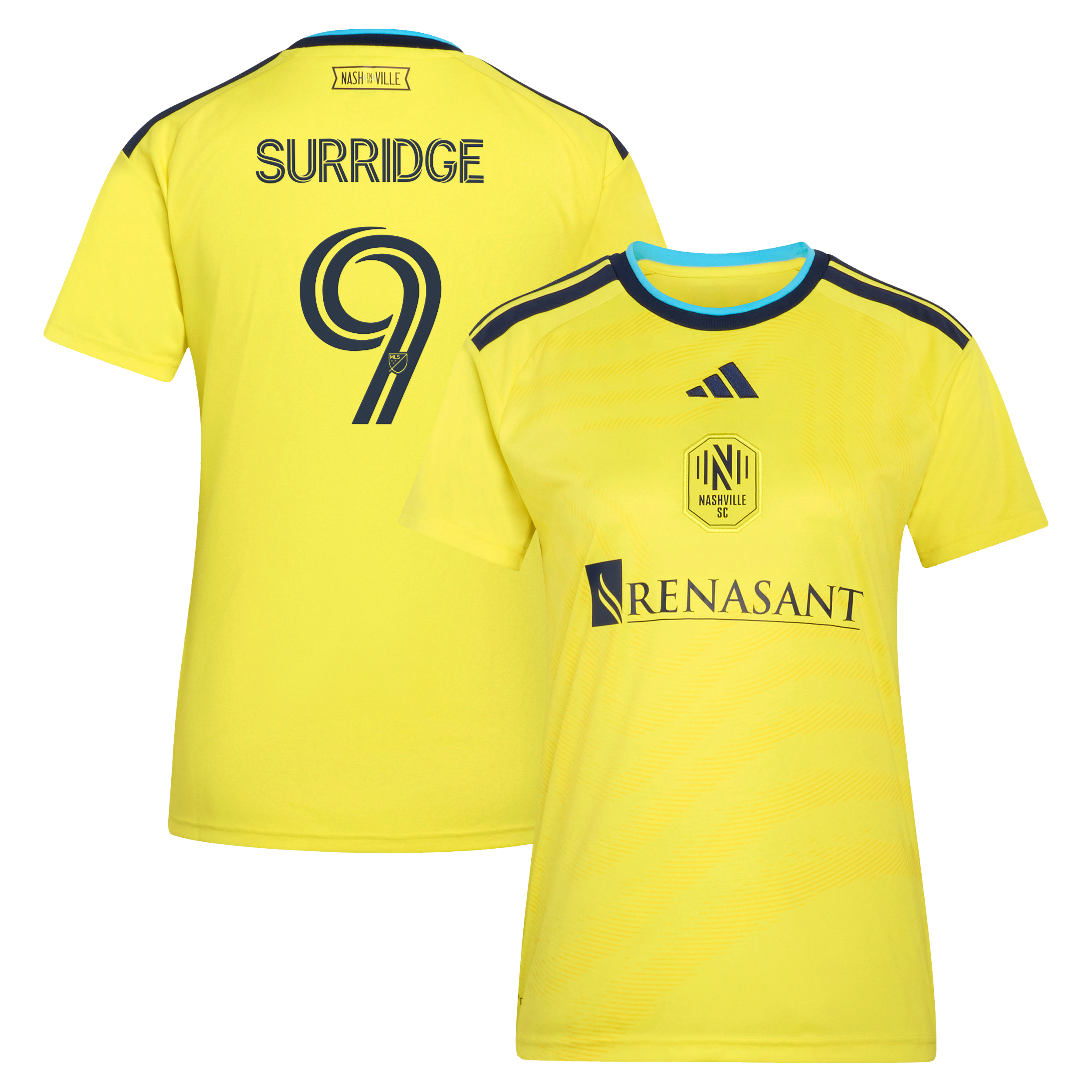 Women's adidas Sam Surridge Yellow Nashville SC 2026 The Reverb Kit Replica Jersey