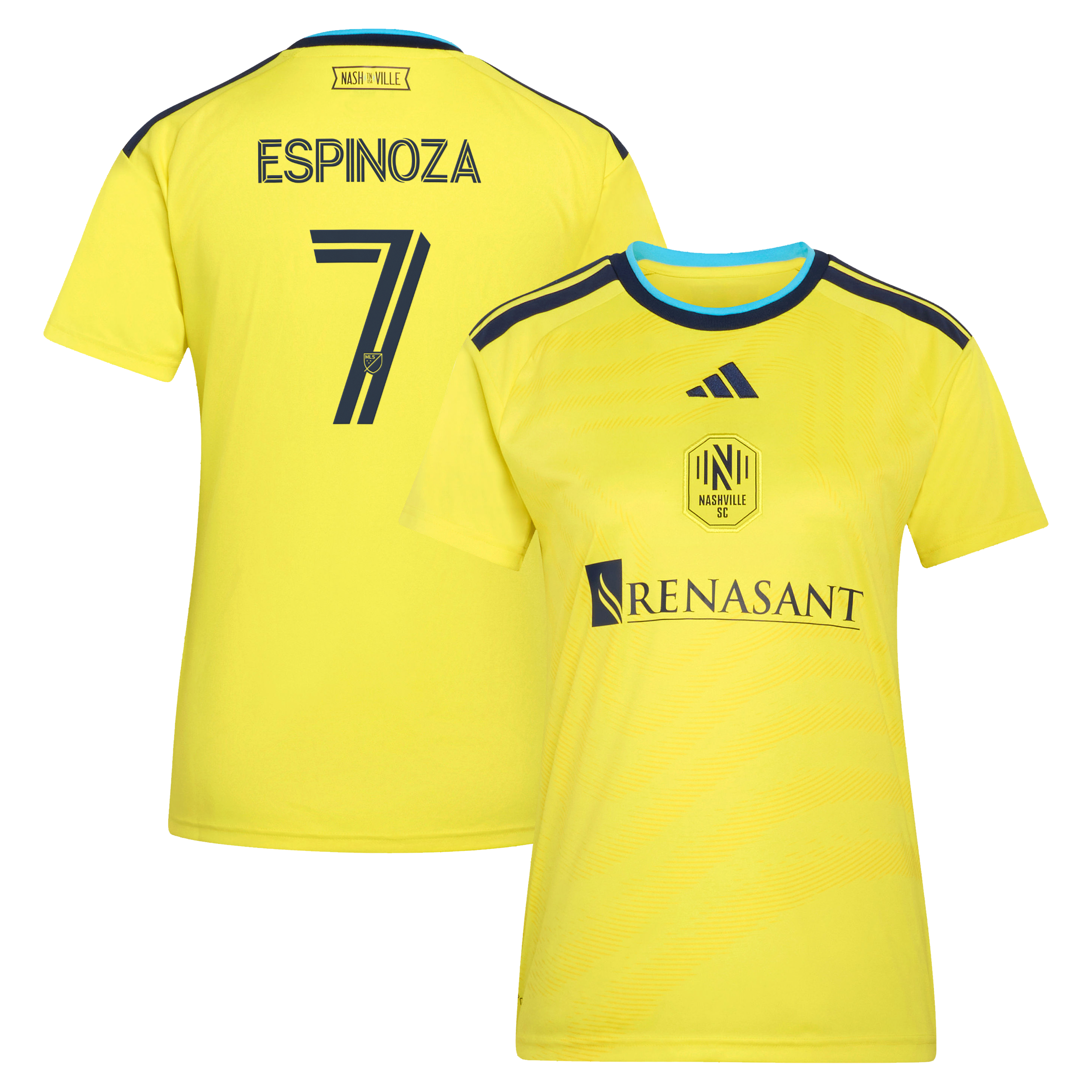 Women's adidas Cristian Espinoza Yellow Nashville SC 2026 The Reverb Kit Replica Jersey