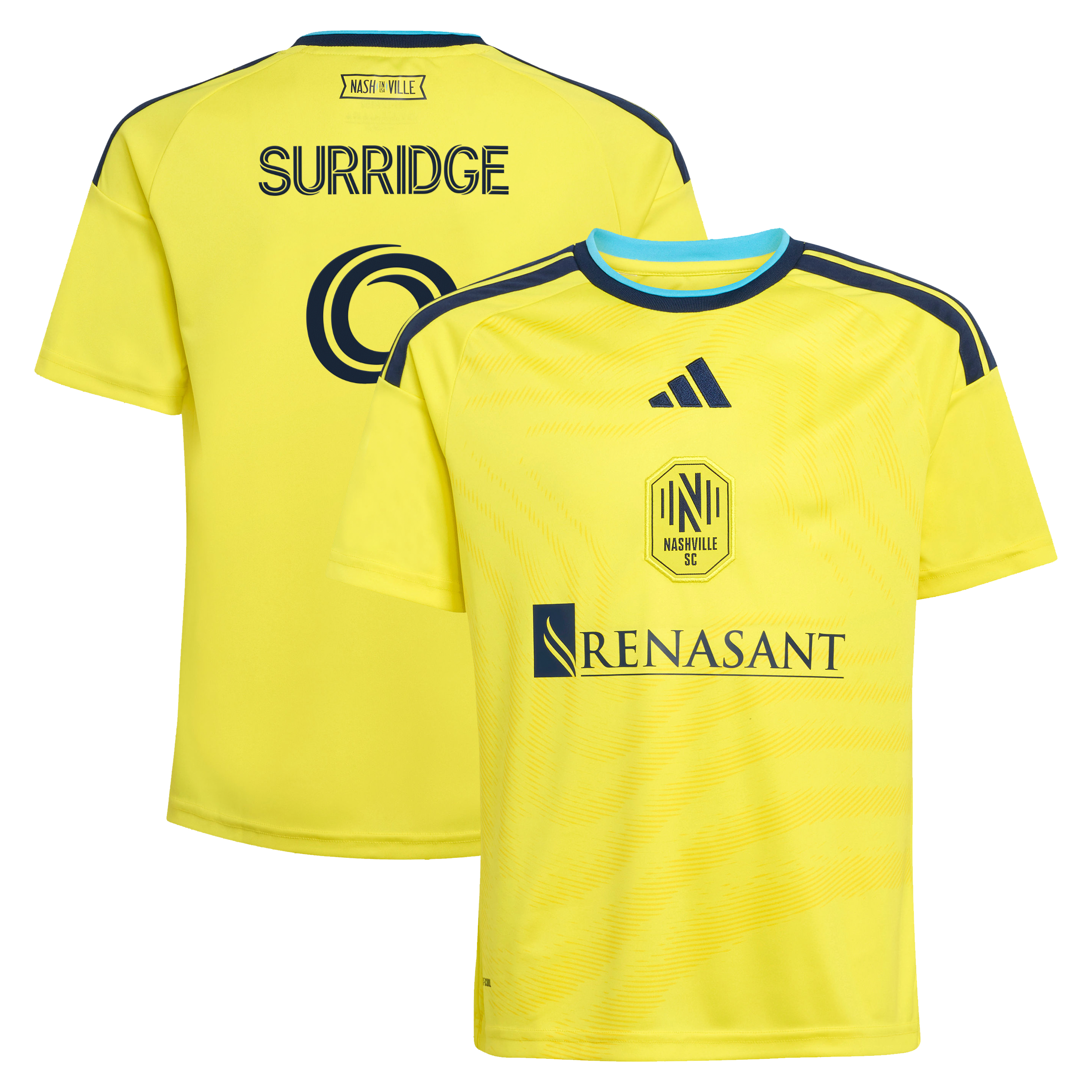 Youth adidas Sam Surridge Yellow Nashville SC 2026 The Reverb Kit Replica Jersey