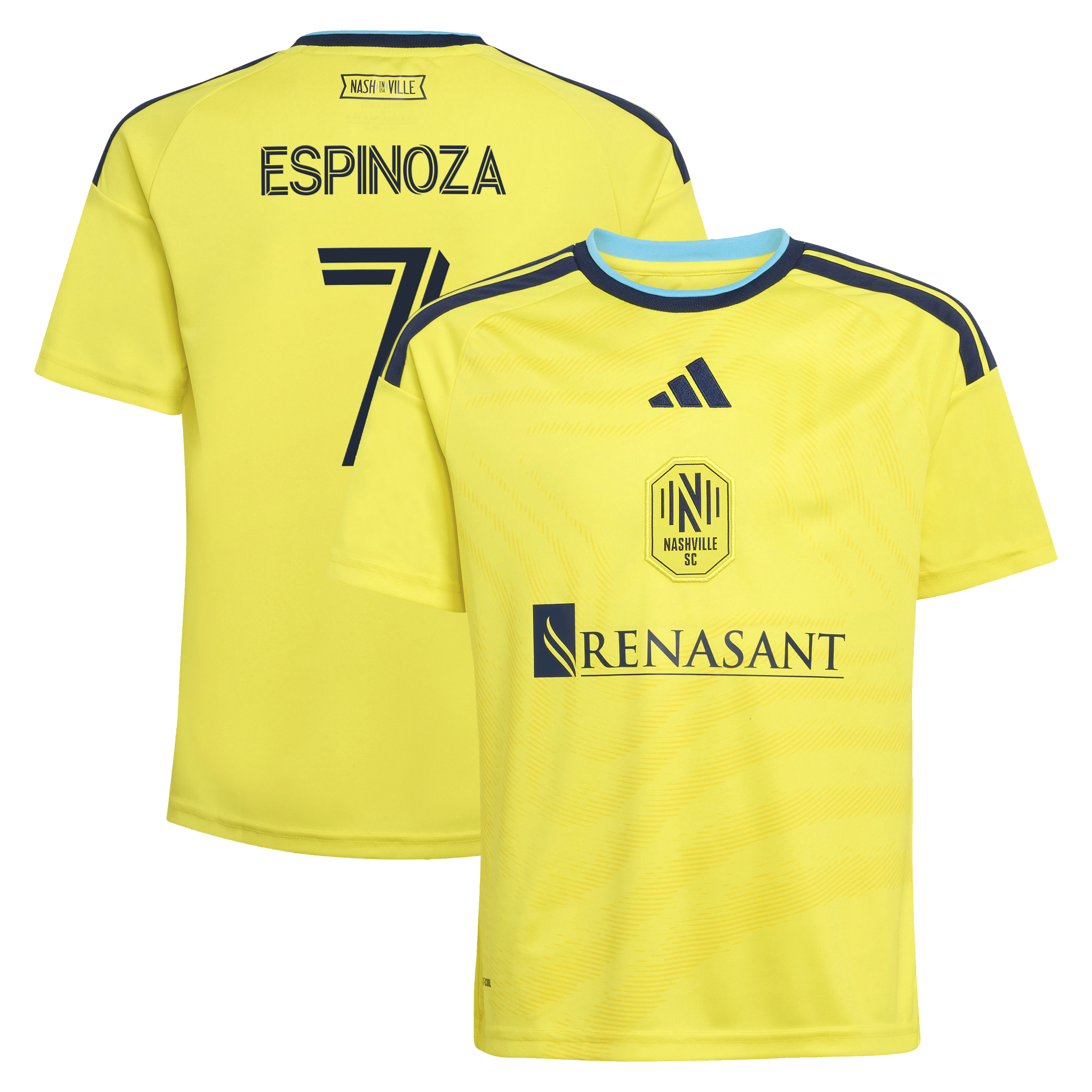 Youth adidas Cristian Espinoza Yellow Nashville SC 2026 The Reverb Kit Replica Jersey