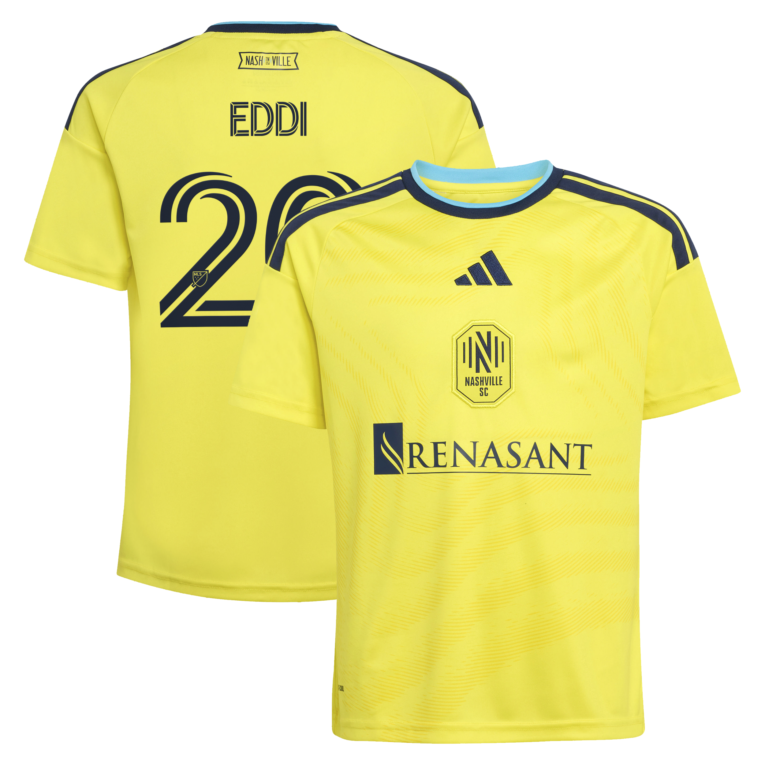 Youth adidas Edvard Tagseth Yellow Nashville SC 2026 The Reverb Kit Replica Jersey