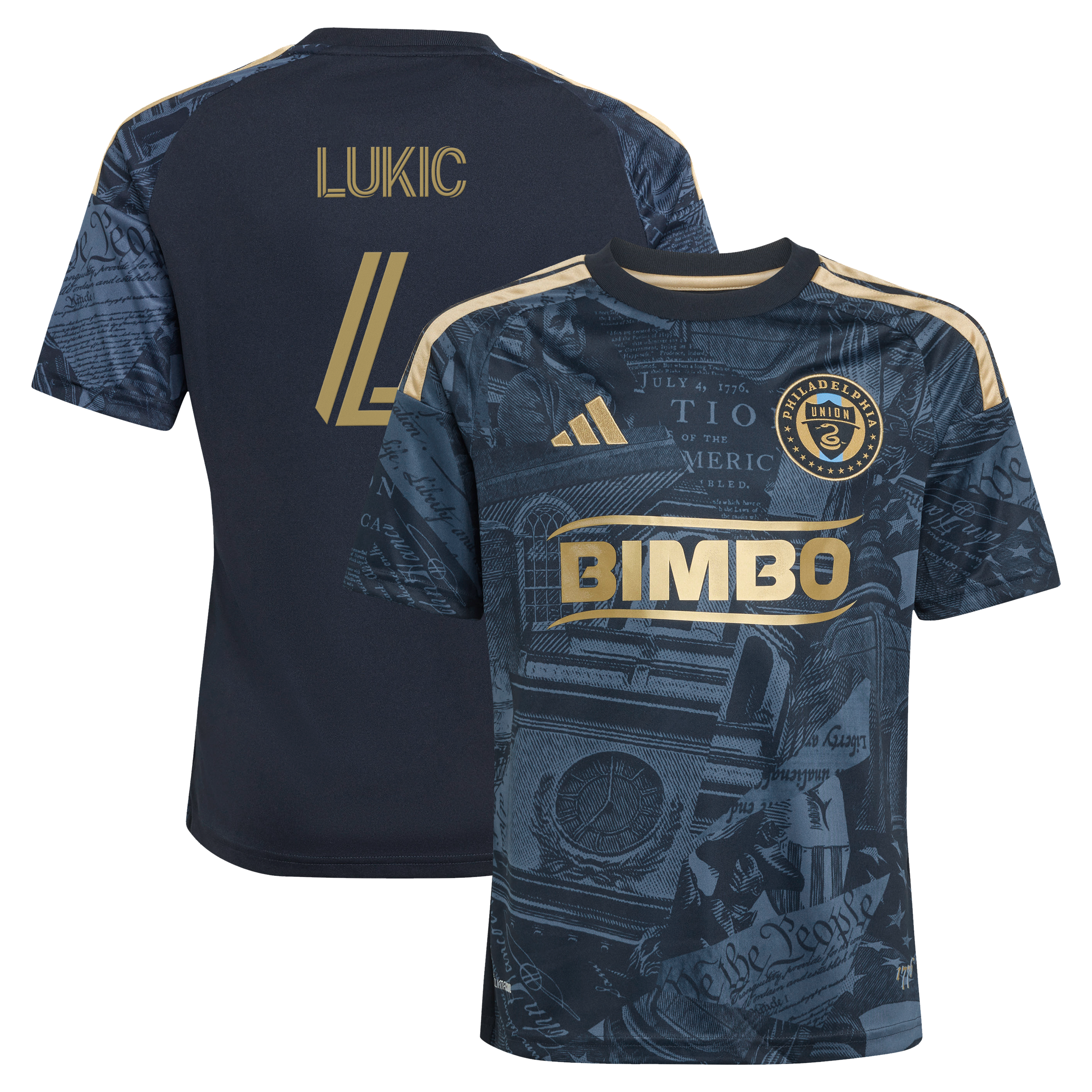 Youth adidas Jovan Lukić Navy Philadelphia Union 2026 1776 Kit Replica Jersey