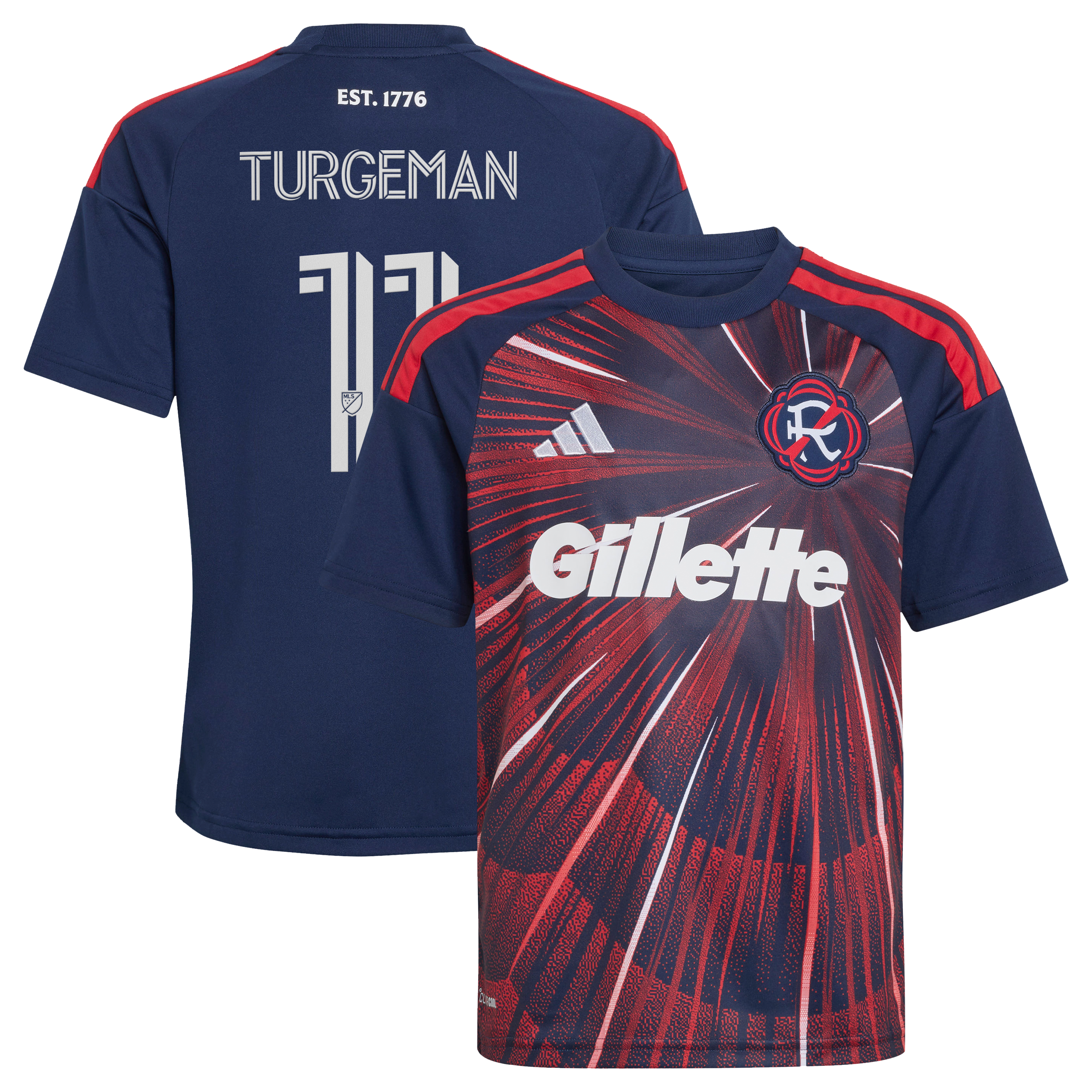 Youth adidas Dor Turgeman Blue New England Revolution 2026 Independence Day Replica Jersey