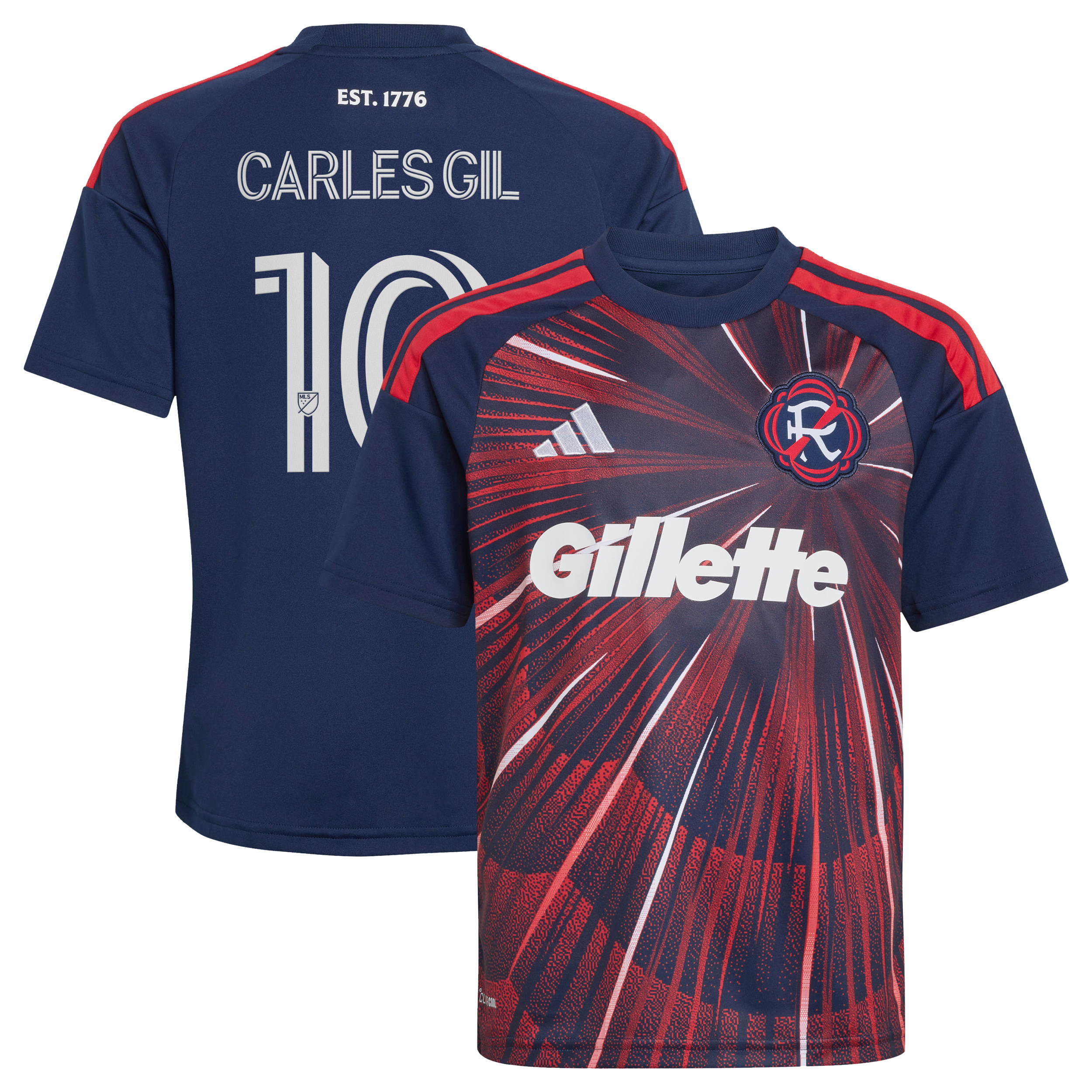 Youth adidas Carles Gil Blue New England Revolution 2026 Independence Day Replica Jersey