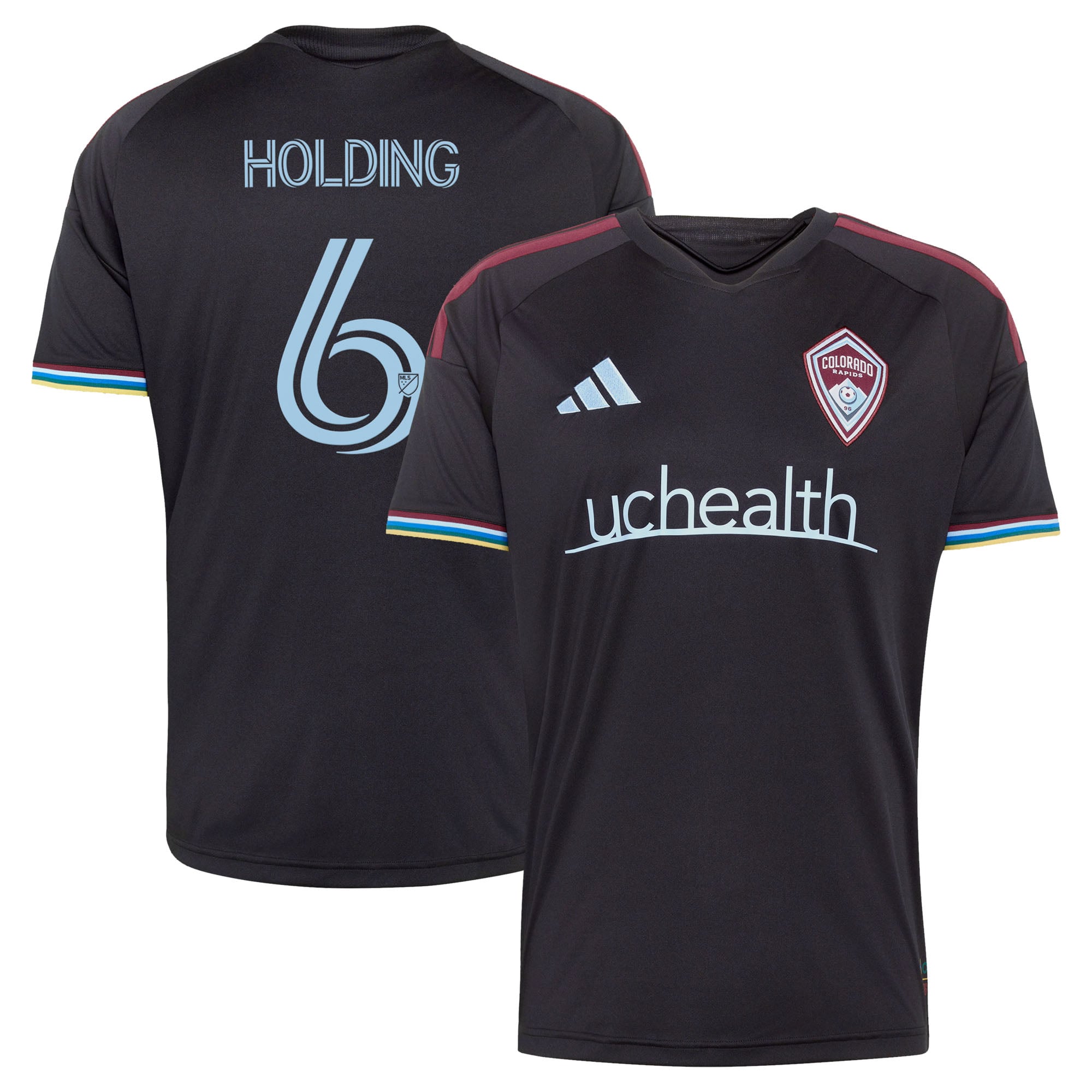 Men's adidas Rob Holding Black Colorado Rapids 2026 Colorful Colorado Replica Jersey