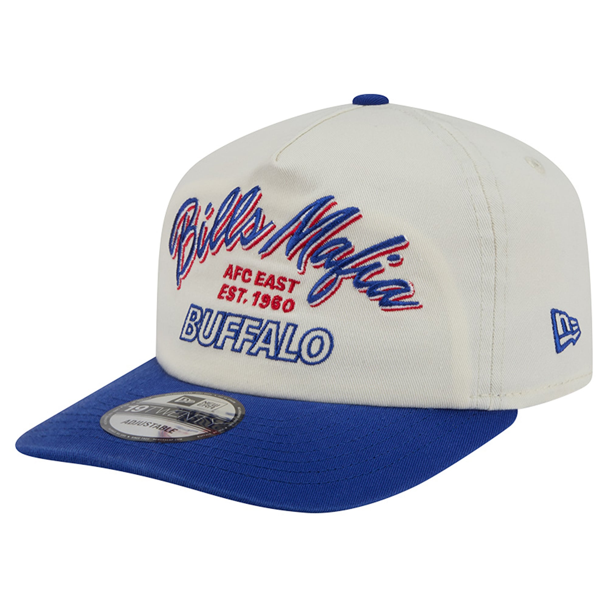 Men's New Era Cream Buffalo Bills Script 19TWENTY Adjustable Hat