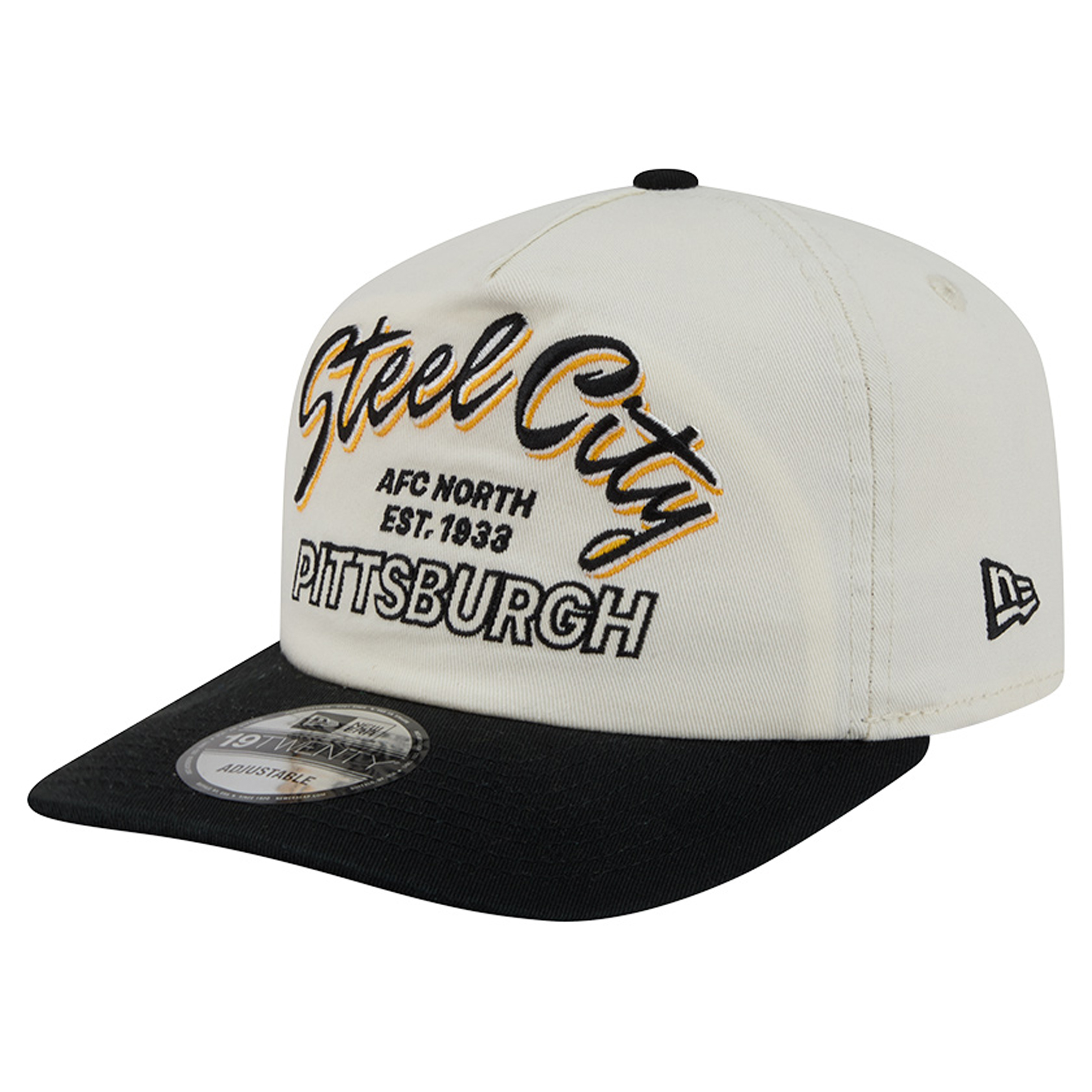 Men's New Era Cream Pittsburgh Steelers Script 19TWENTY Adjustable Hat