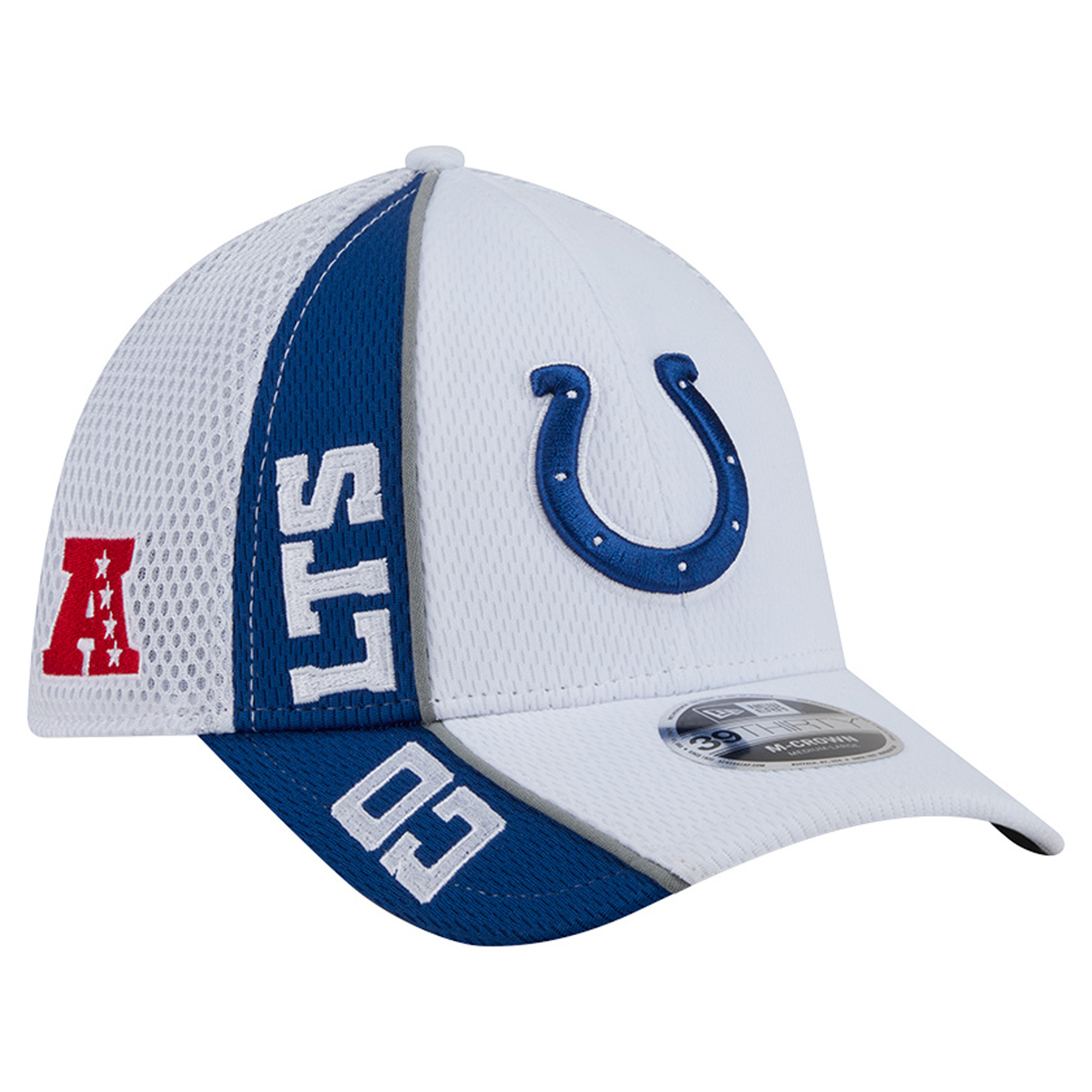 New Era Men's White/Royal Indianapolis Colts Dash 39THIRTY M-Crown Flex Hat - White, Royal