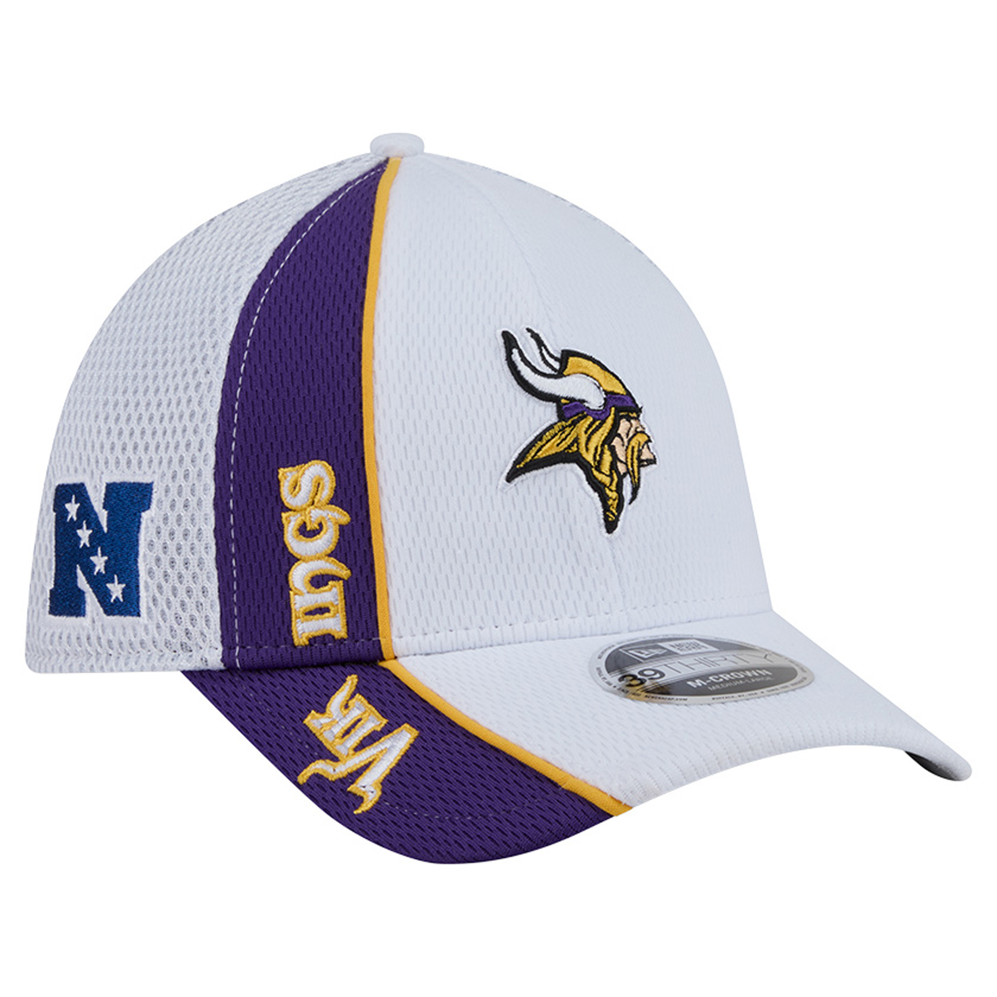 Men's New Era White/Purple Minnesota Vikings Dash 39THIRTY M-Crown Flex Hat