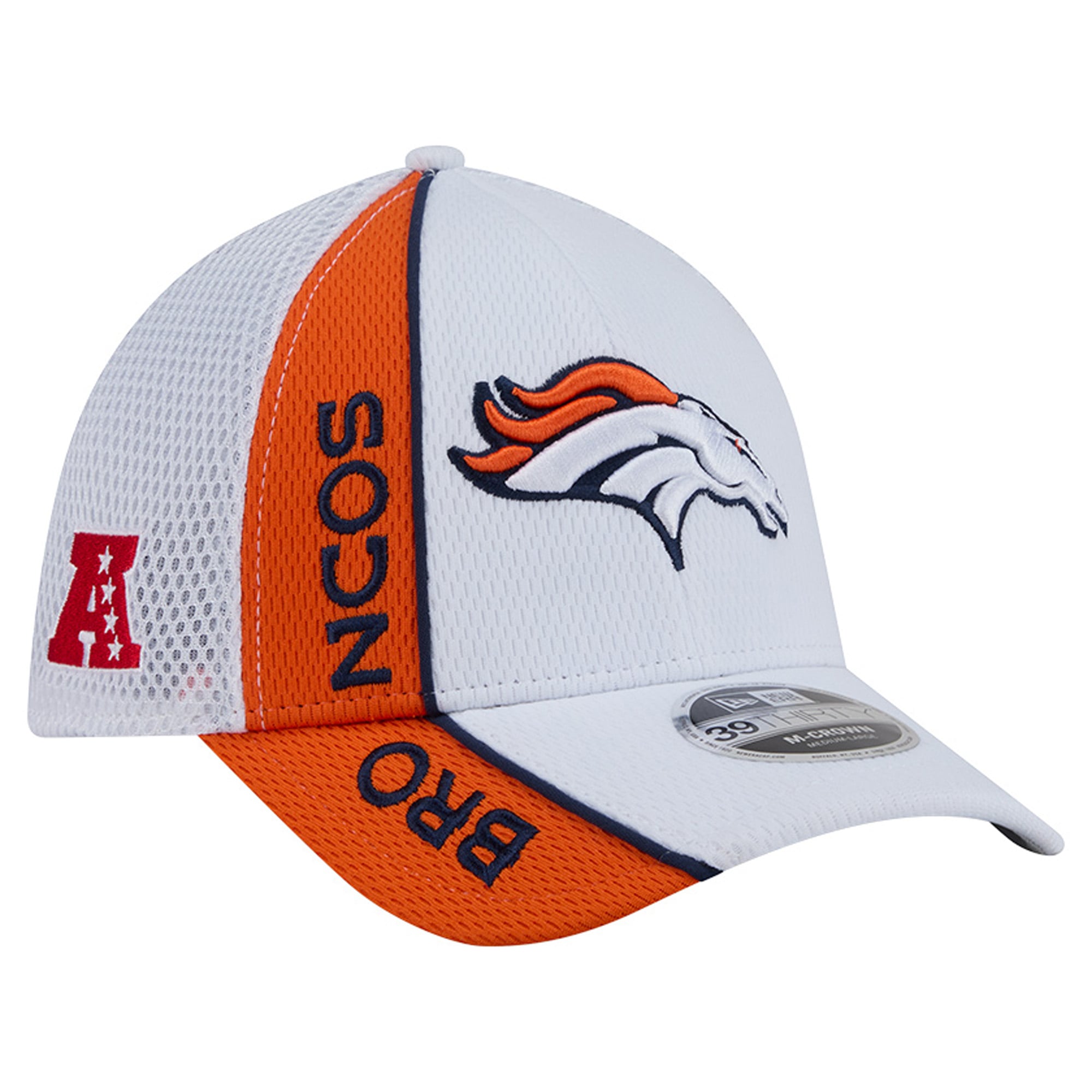 Men's New Era White/Orange Denver Broncos Dash 39THIRTY M-Crown Flex Hat