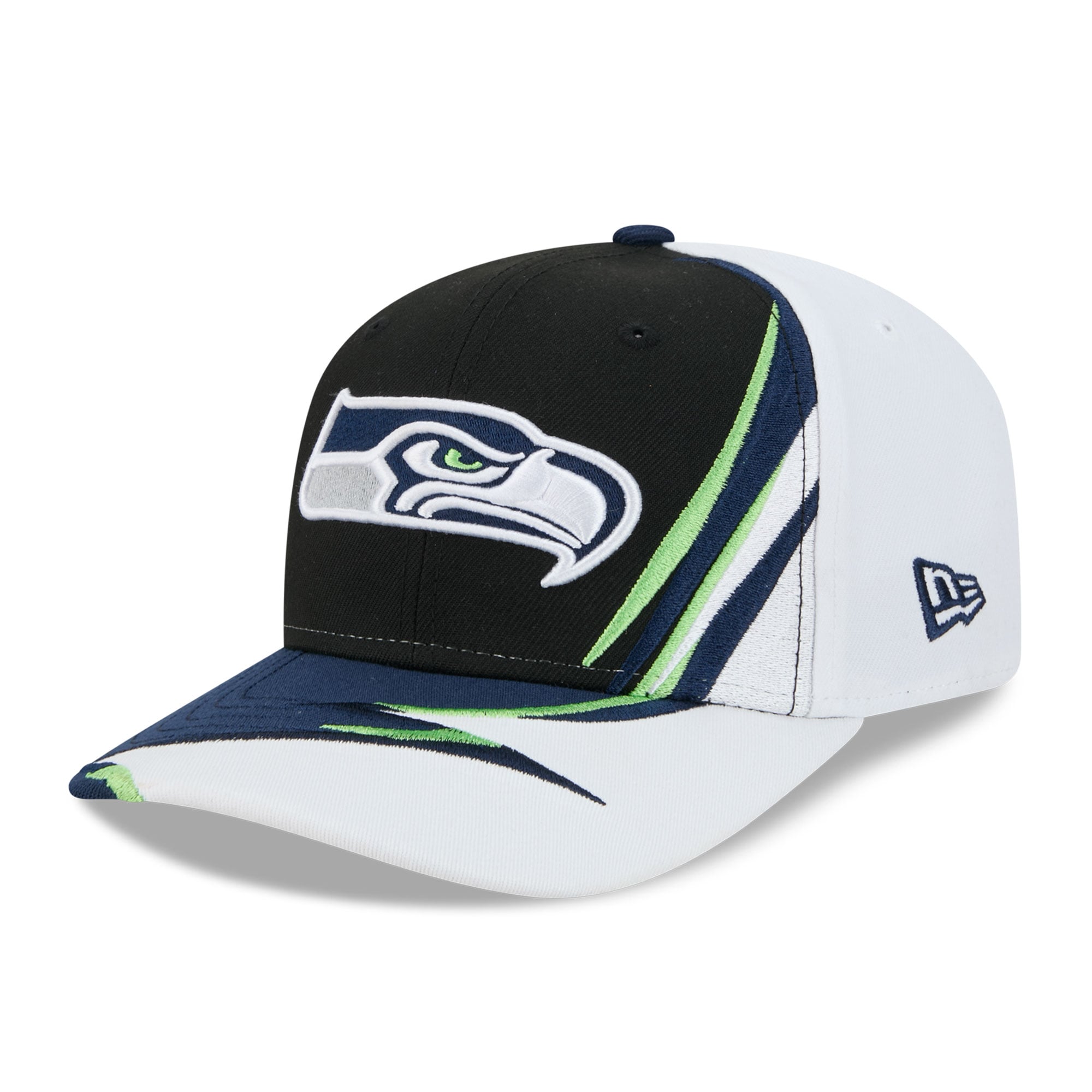 Men's New Era Black/White Seattle Seahawks Fan 9SEVENTY Adjustable Hat