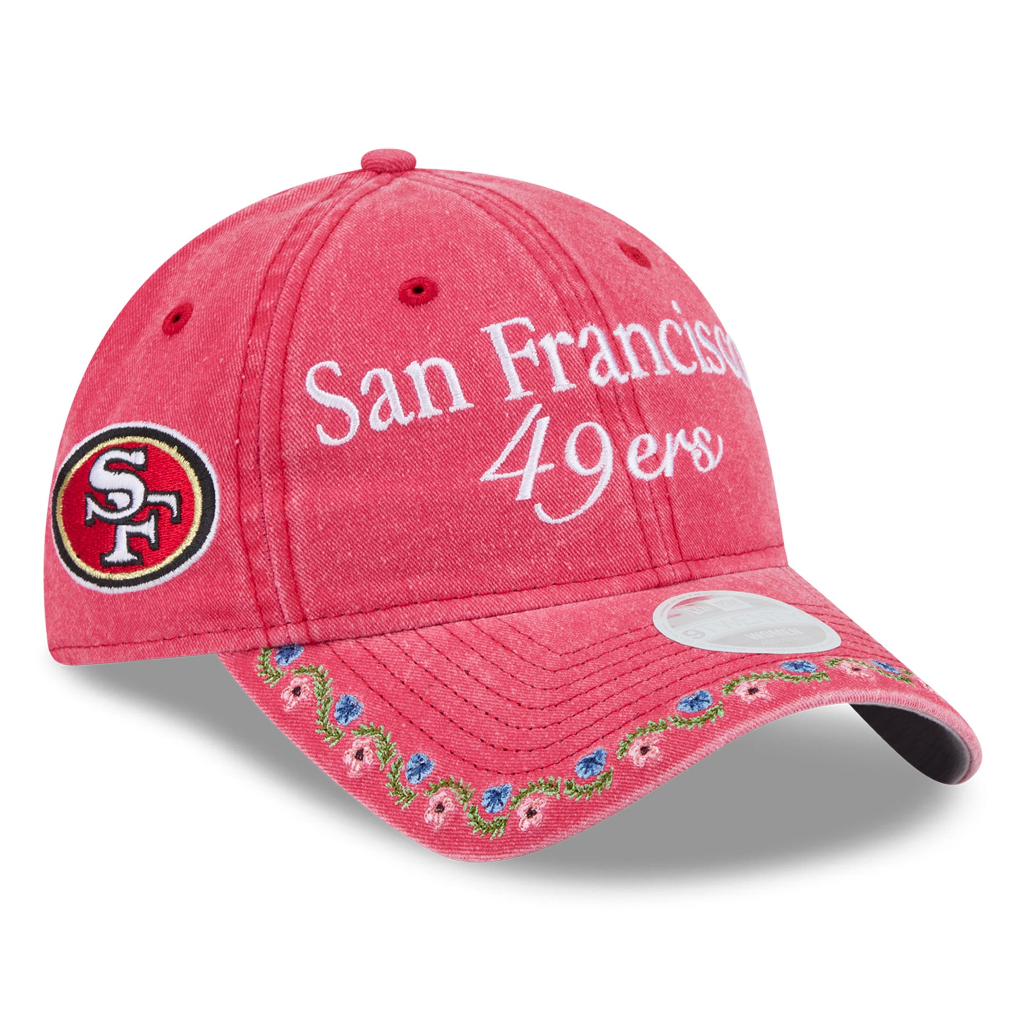 Women's New Era Scarlet San Francisco 49ers Washed Floral 9TWENTY Adjustable Hat