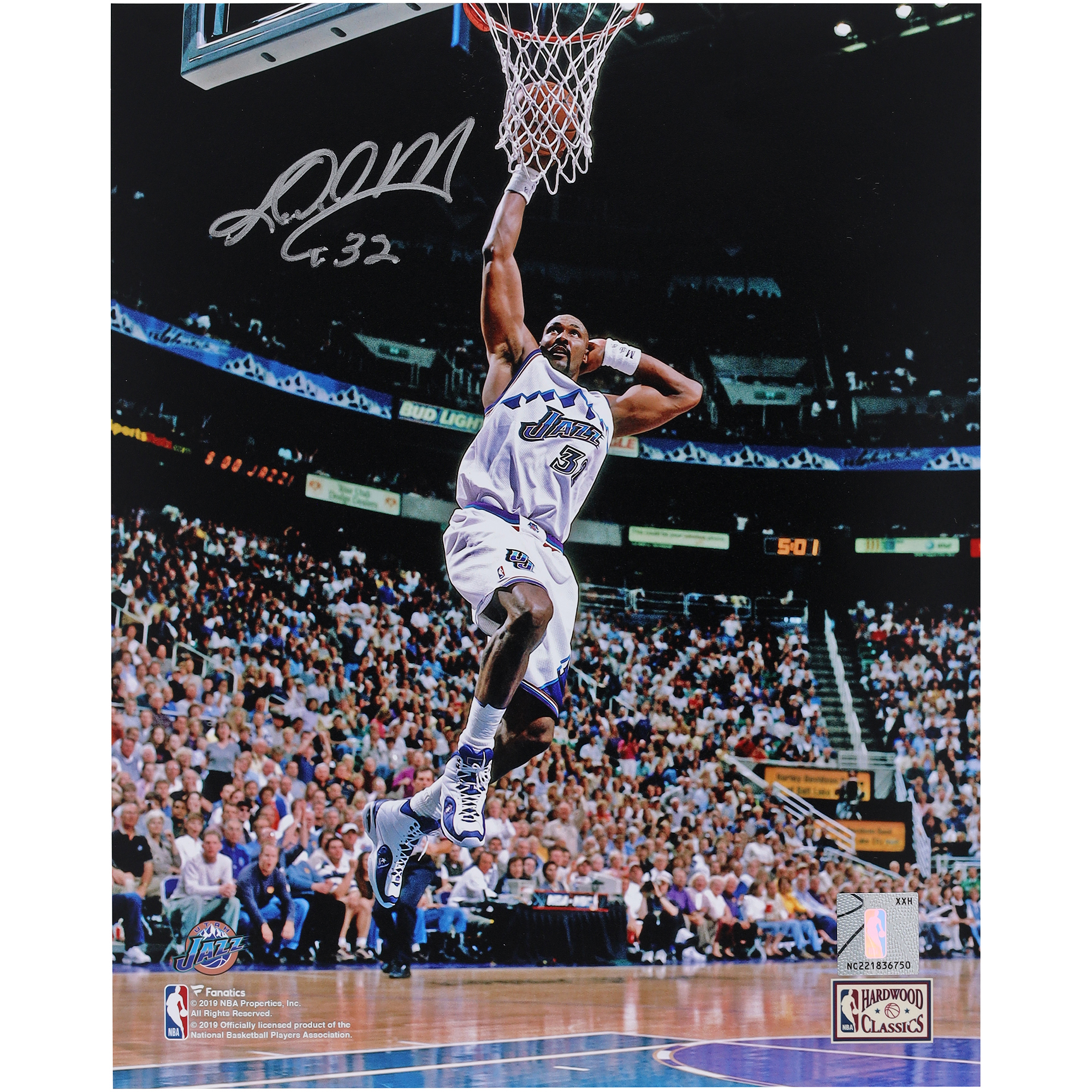 Karl Malone Utah Jazz Autographed 8" x 10" Signature Dunk Photograph