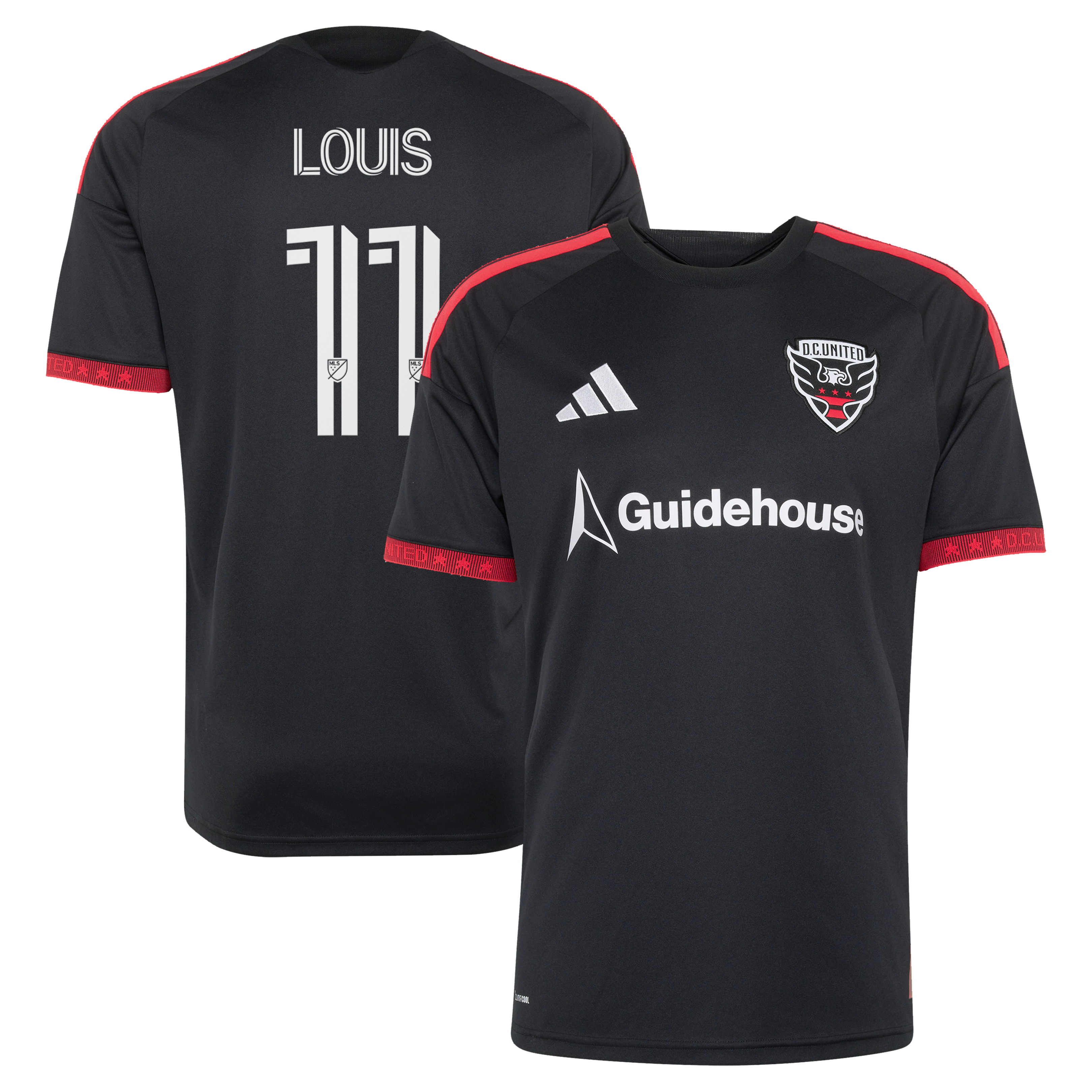 Men's adidas Louis Munteanu Black D.C. United 2026 Black-and-Red Kit Replica Jersey