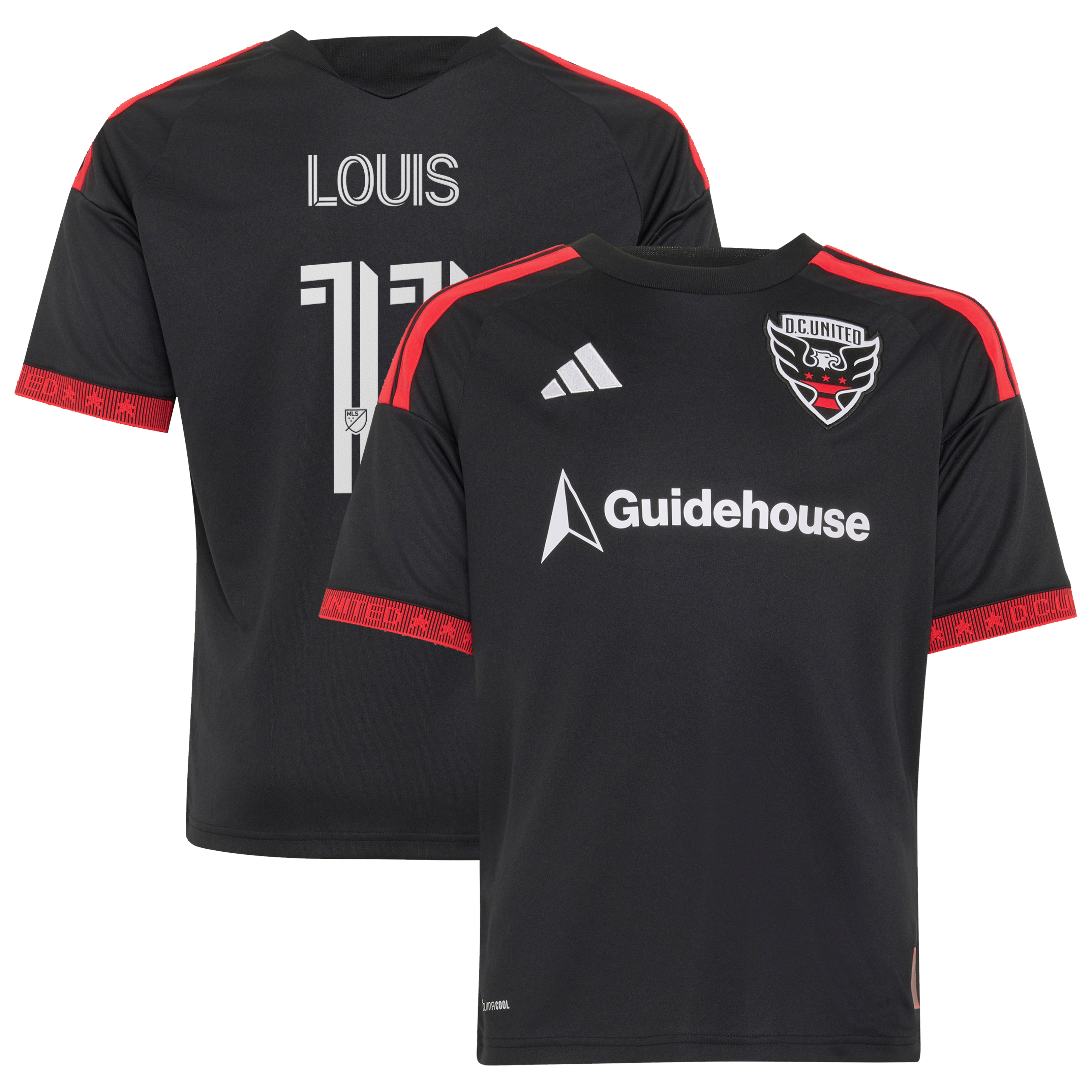 Youth adidas Louis Munteanu Black D.C. United 2026 Black-and-Red Kit Replica Jersey
